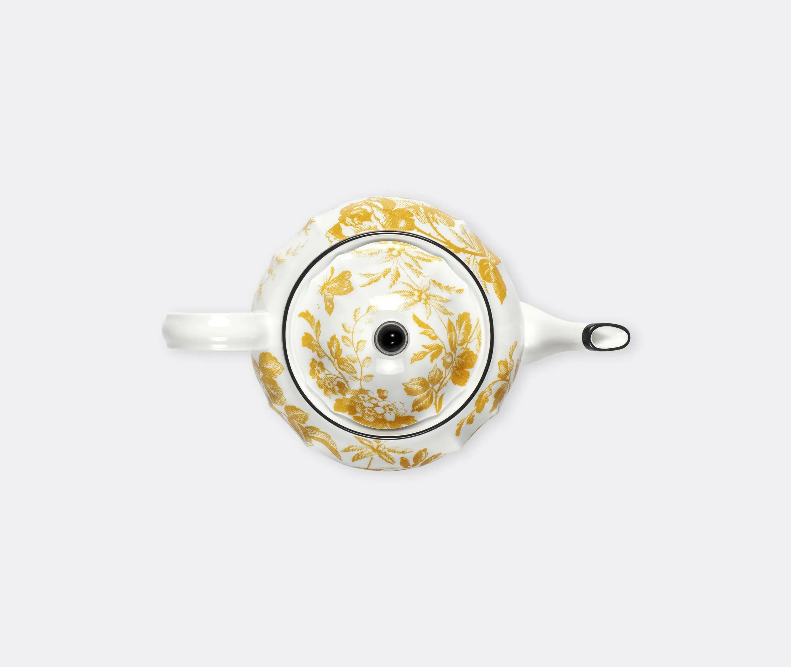 Teapot with Herbarium Print - Yellow, Porcelain