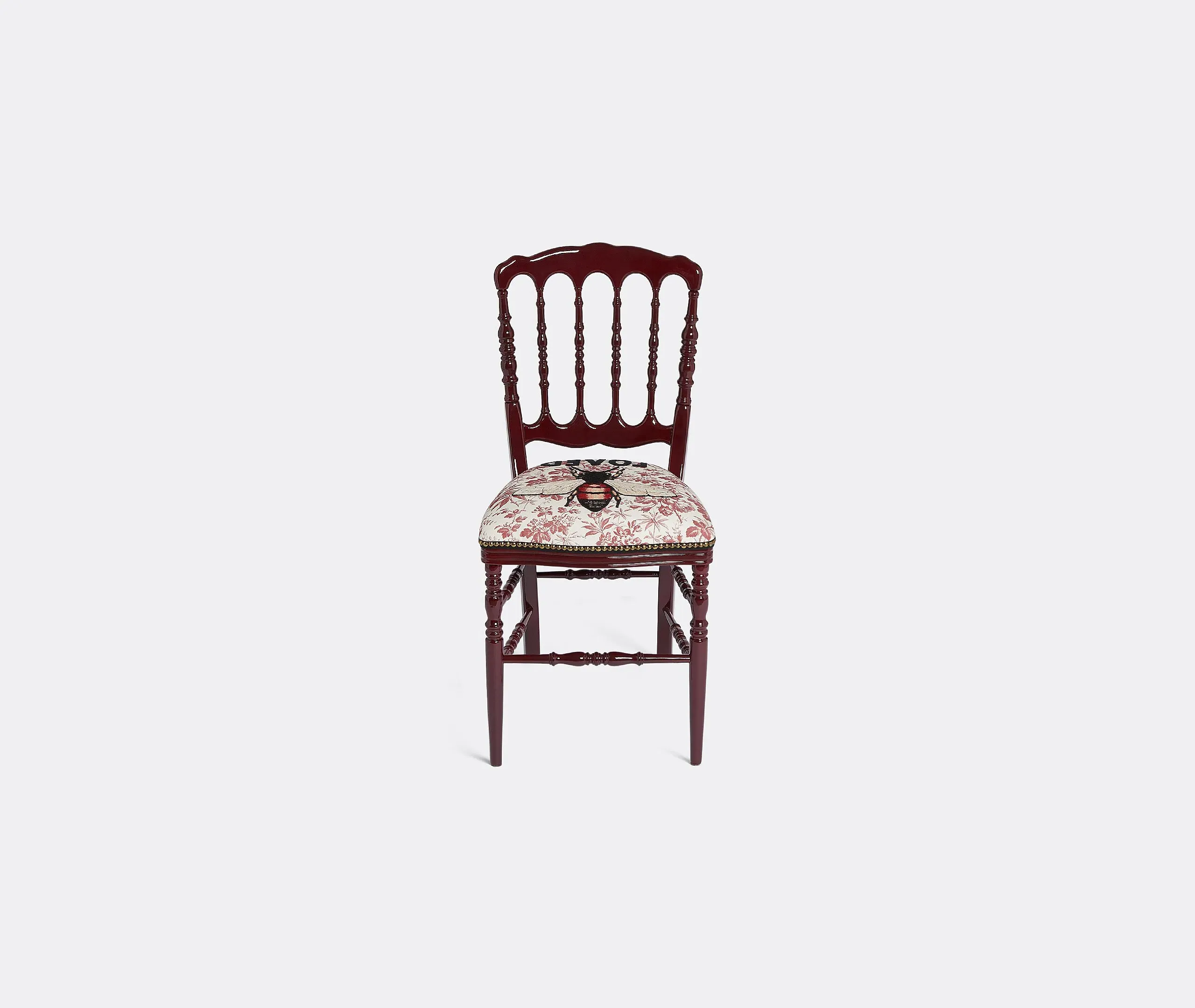 Upholstered Chair with Brass Details - Bordeaux image