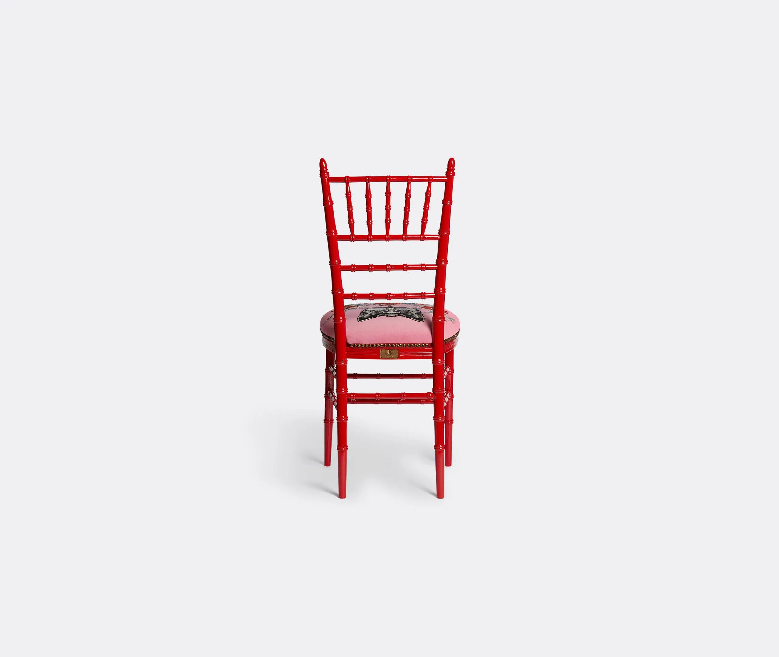 Upholstered Chair with Embroidery - Red, Velvet