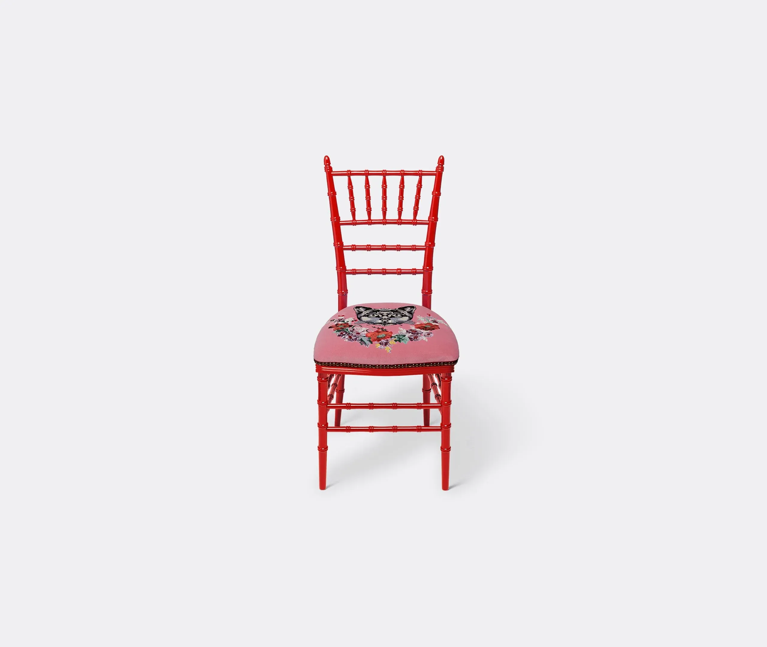 Upholstered Chair with Embroidery - Red, Velvet image