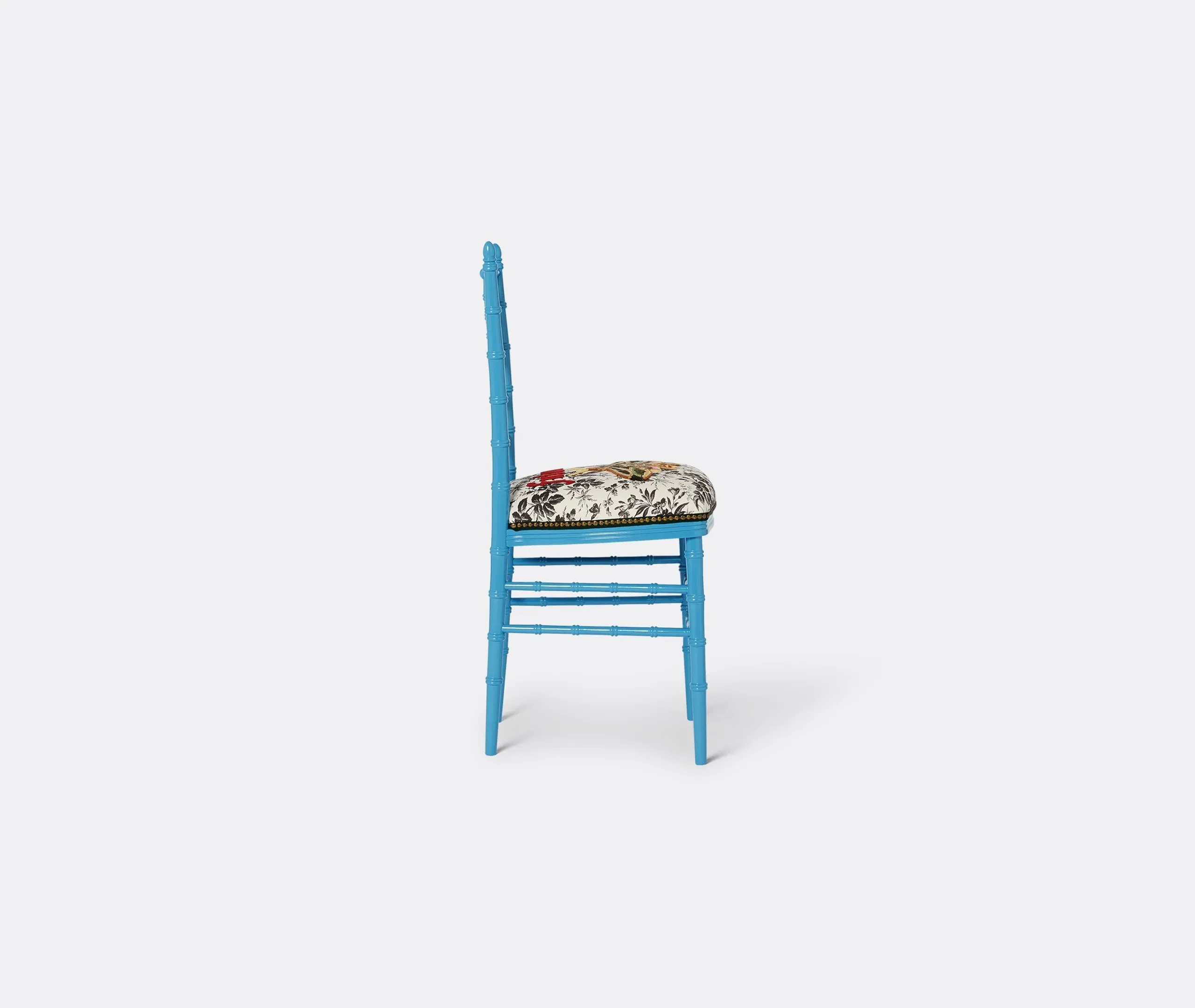 Upholstered Chair with Needlepoint - Blue, Beech Wood