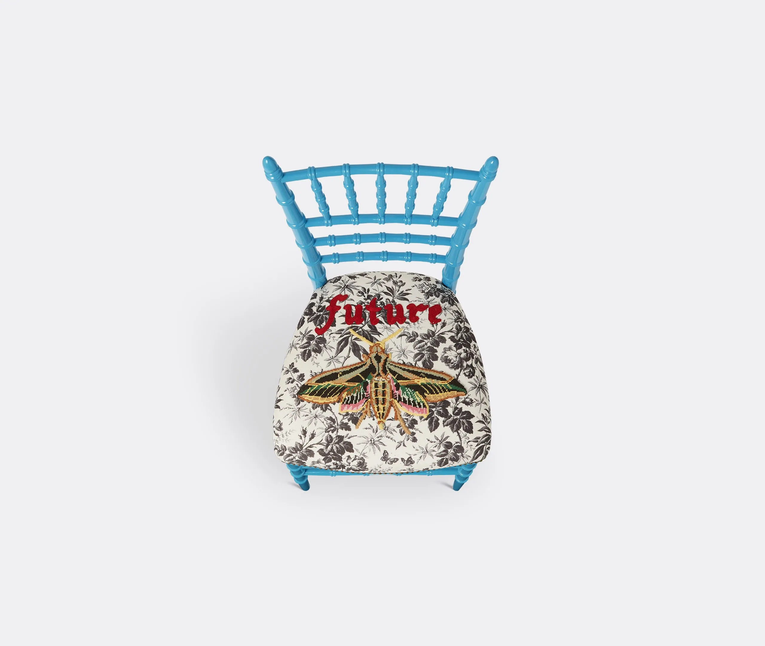 Upholstered Chair with Needlepoint - Blue, Beech Wood