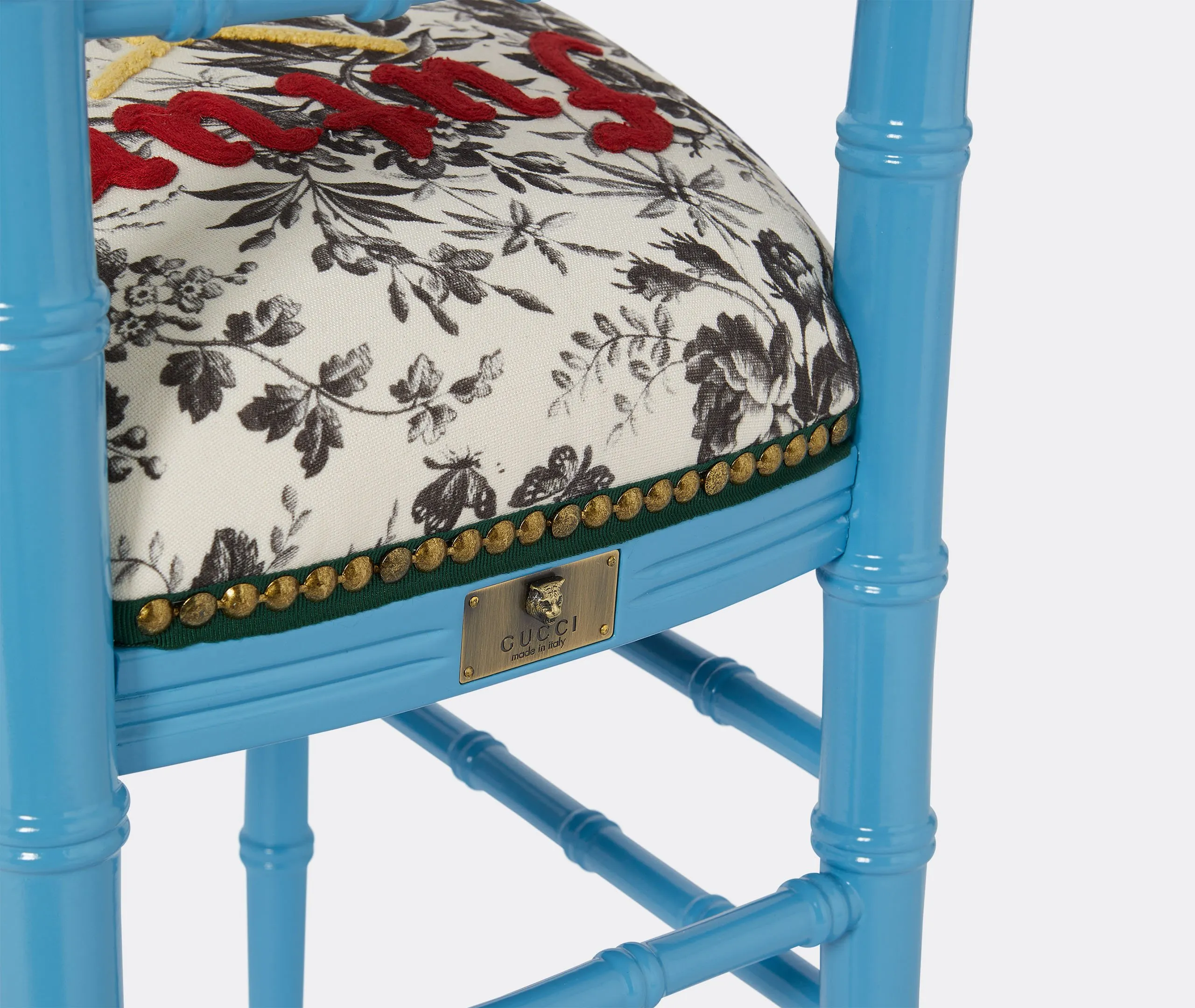 Upholstered Chair with Needlepoint - Blue, Beech Wood