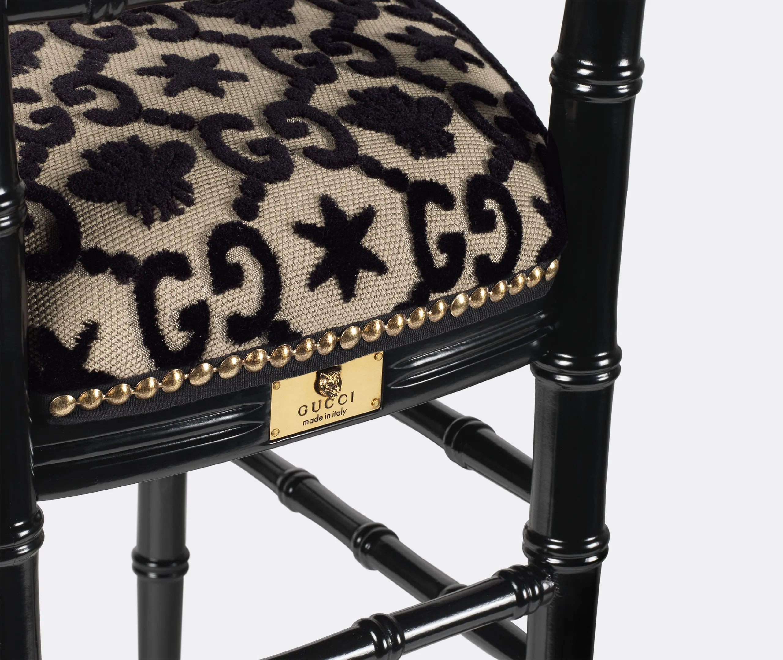 Upholstered Chair with Pattern - Black, Beech Wood