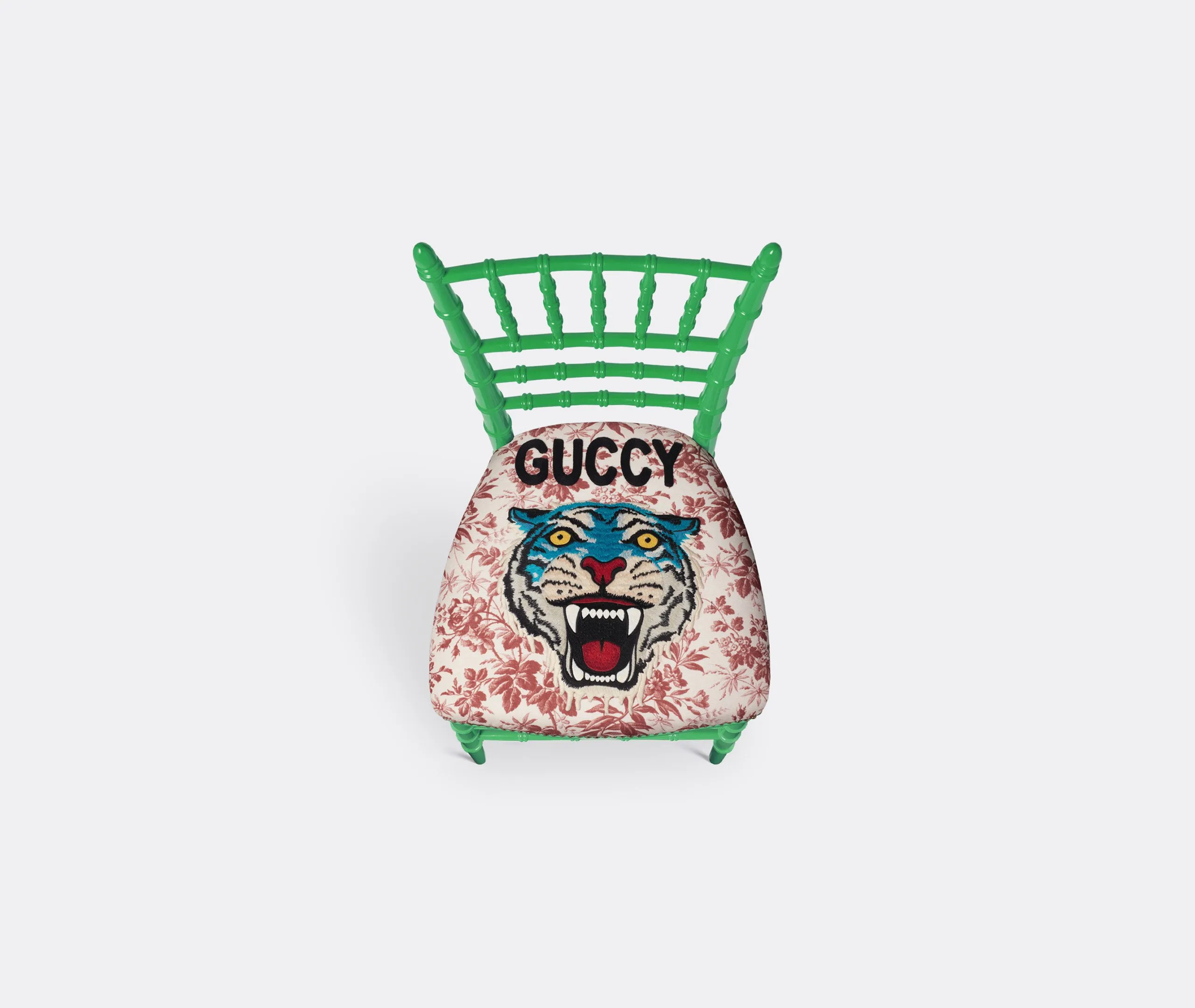 Upholstered Chair with Print - Green, Beech Wood