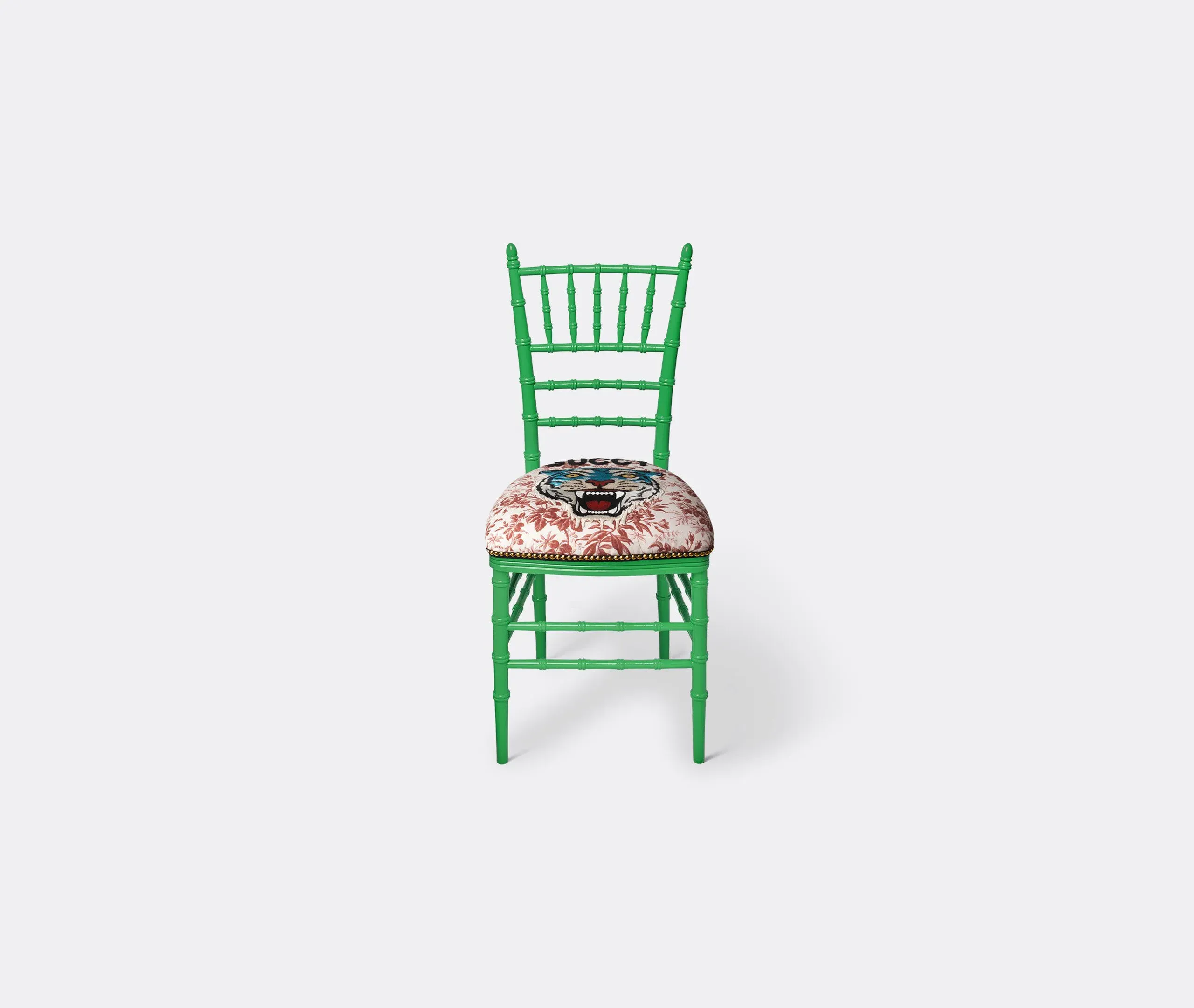 Upholstered Chair with Print - Green, Beech Wood