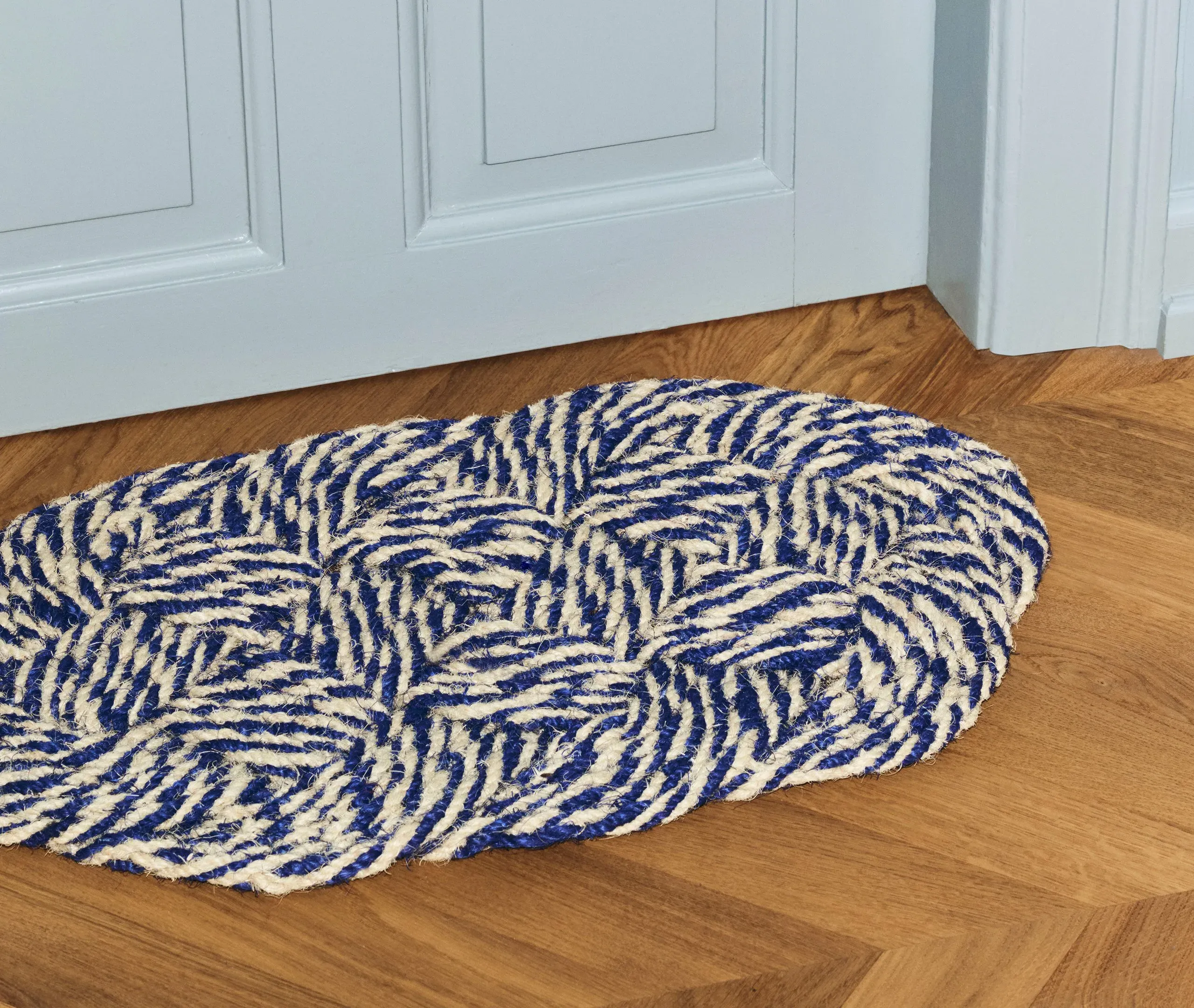 Braided Doormat - Blue, Coir