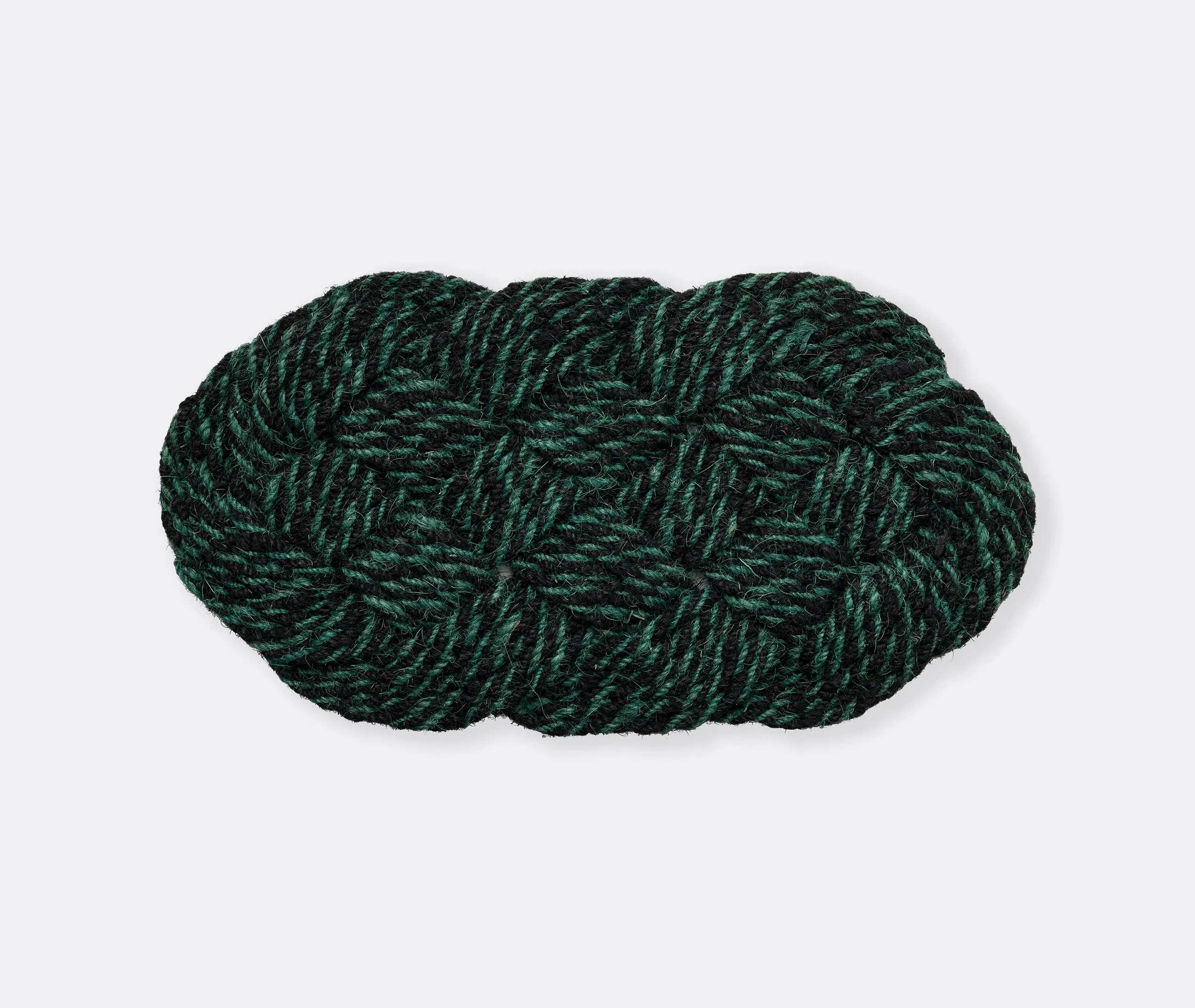 Coco Doormat with Braided Pattern - Green, Coir image