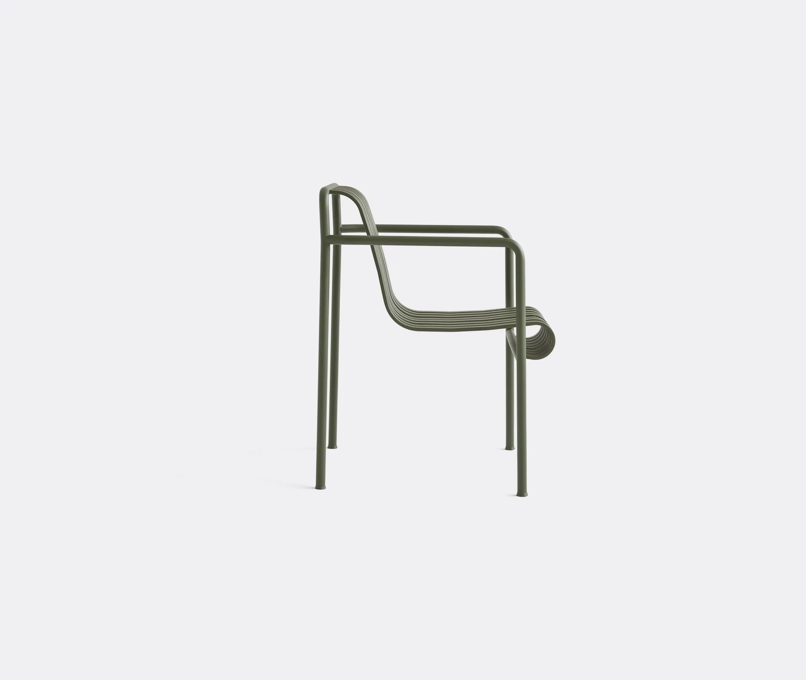 Dining Armchair with Curved Arms - Olive, Steel