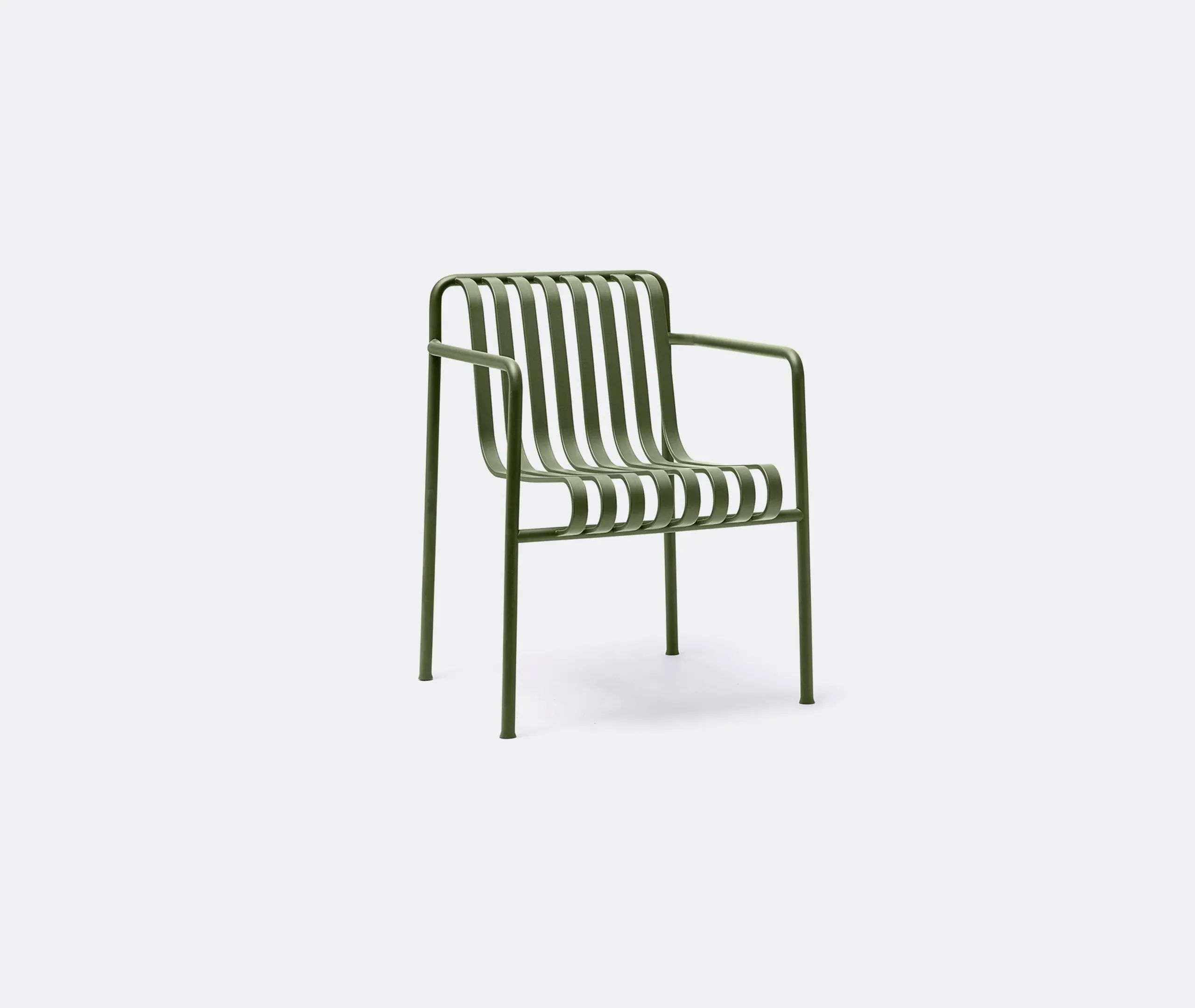 Dining Armchair with Curved Arms - Olive, Steel