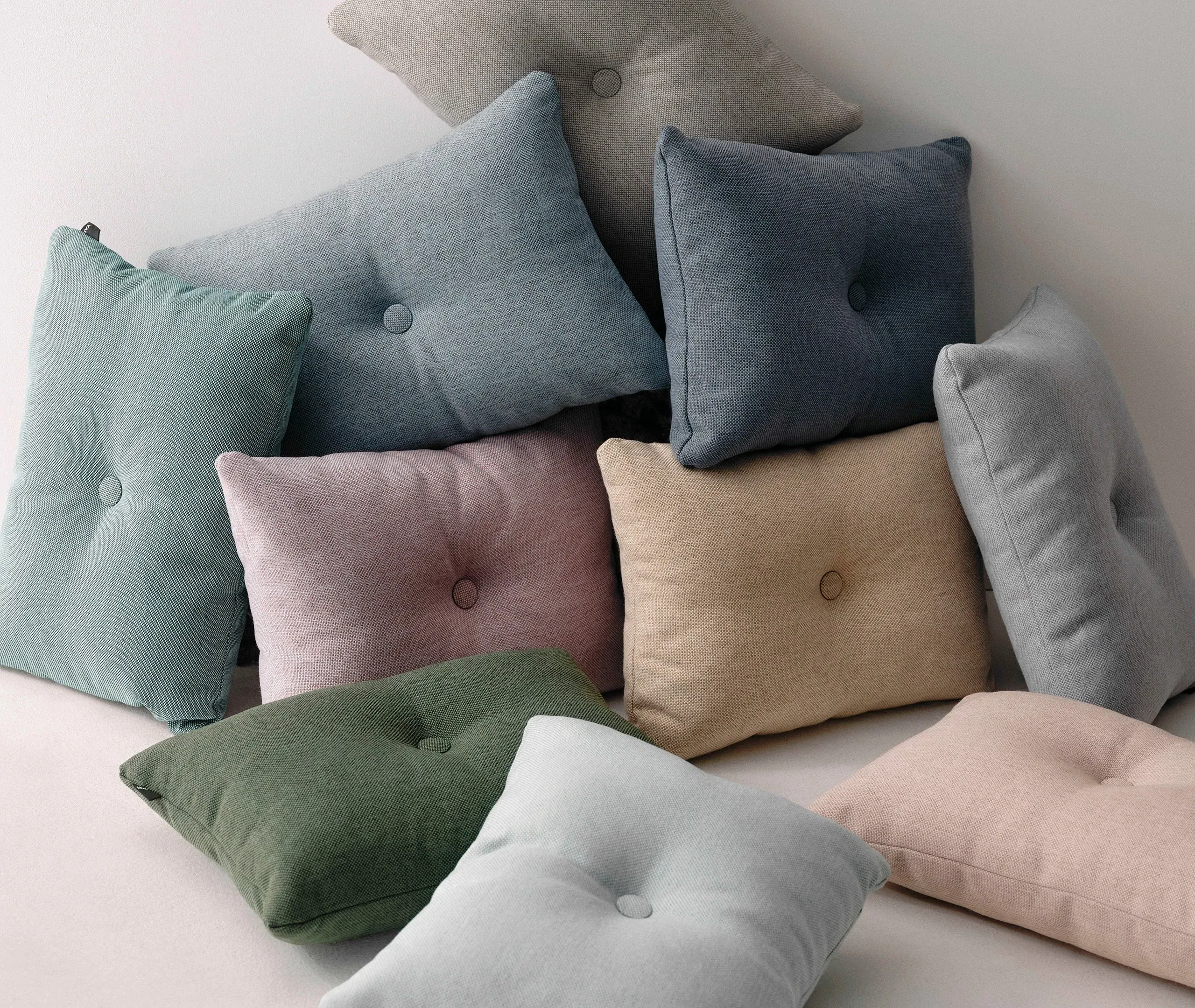 Dot Cushion with Button Detail - Light Grey