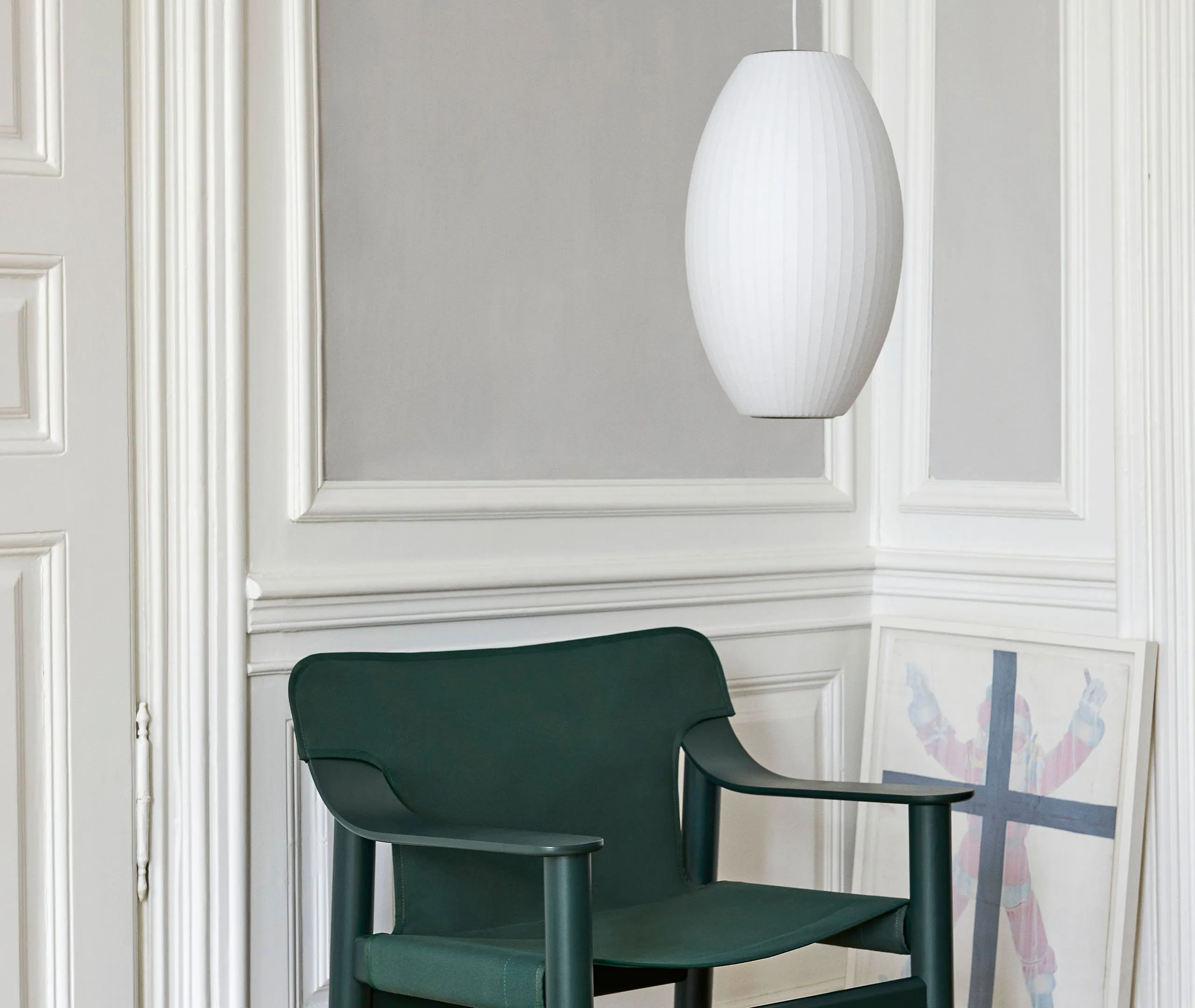 Large Cigar Bubble Pendant Light - White