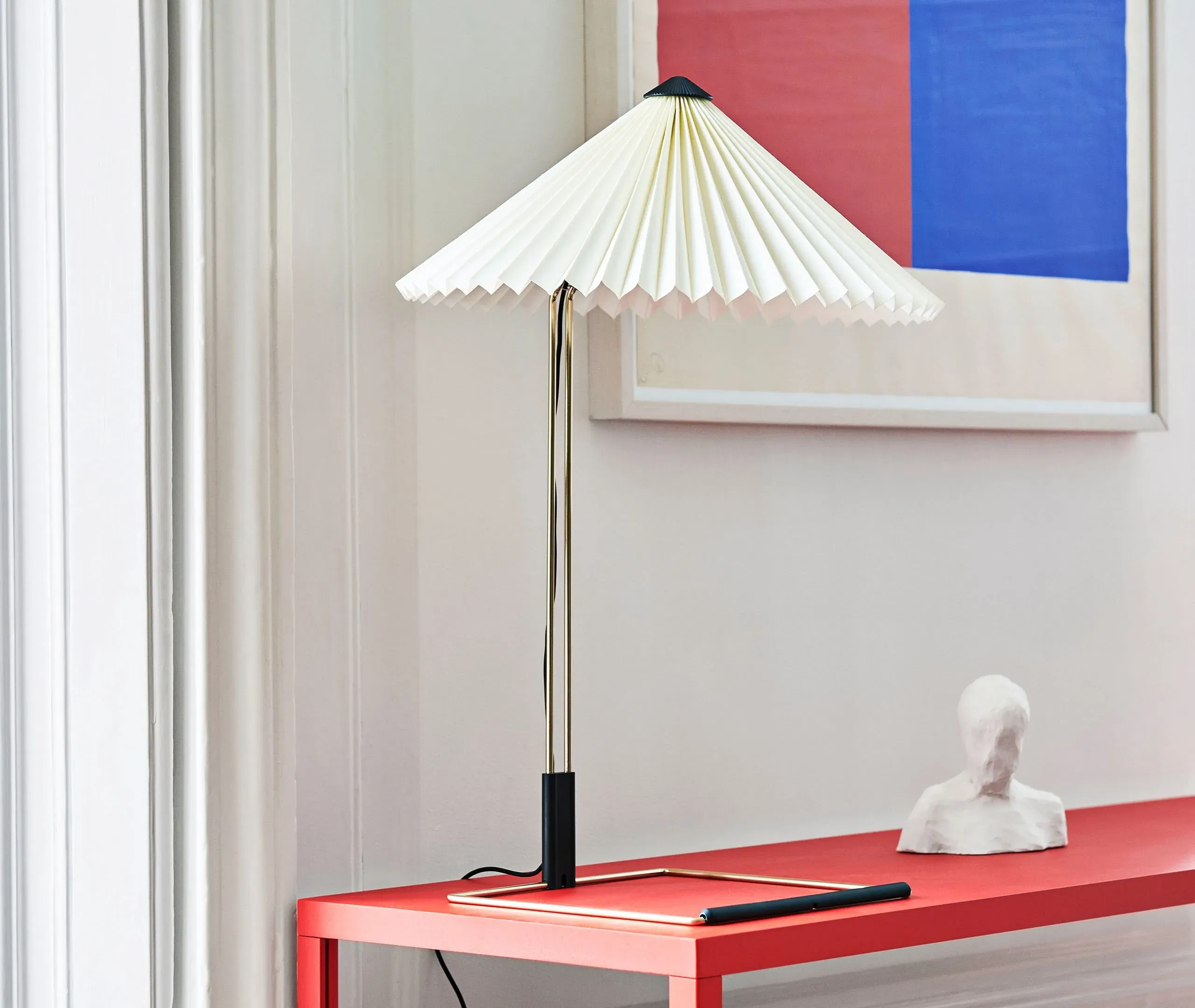 Large Table Lamp with Dimmer - White, Cotton