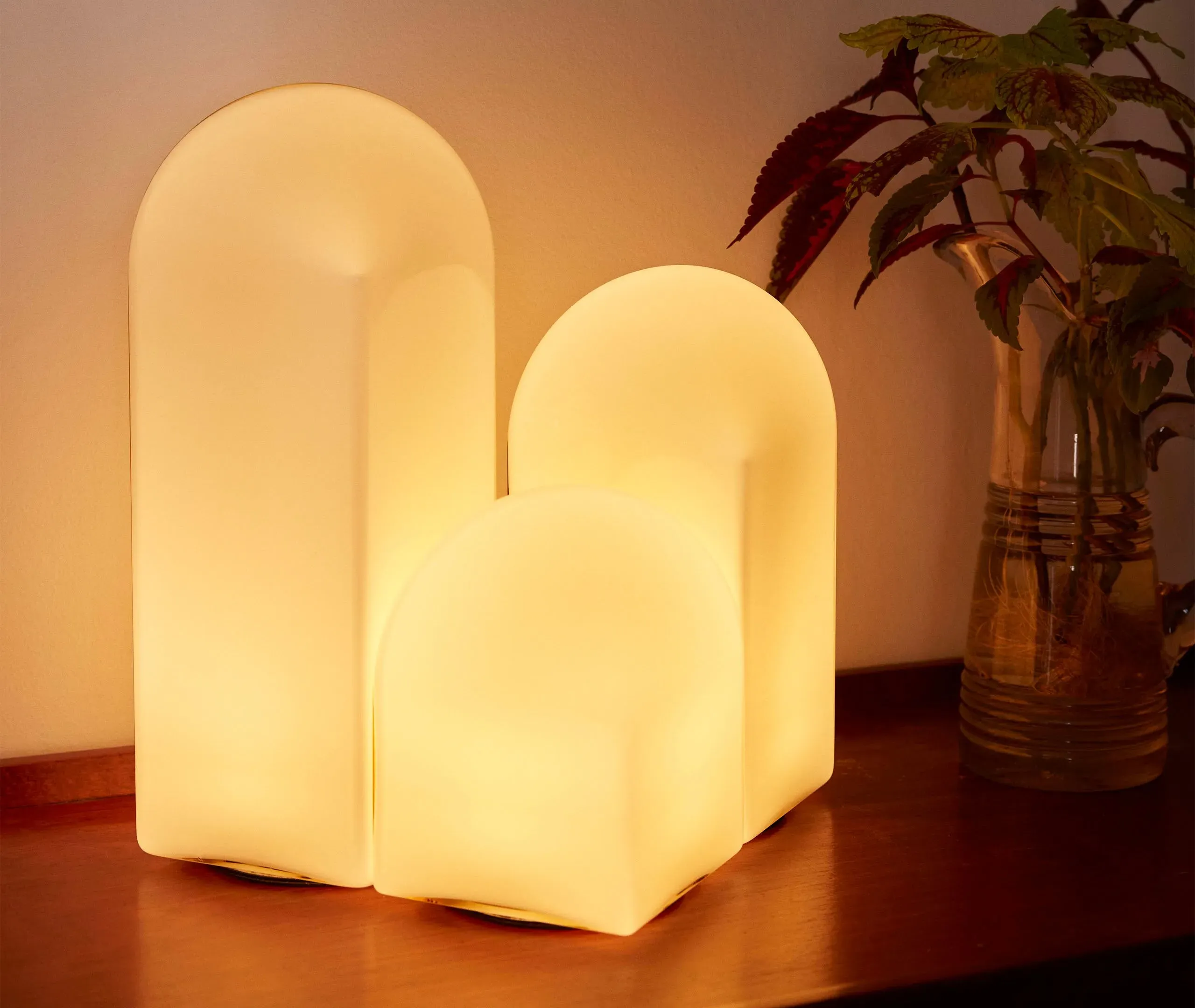 Large Table Lamp with EU Plug - White, Glass