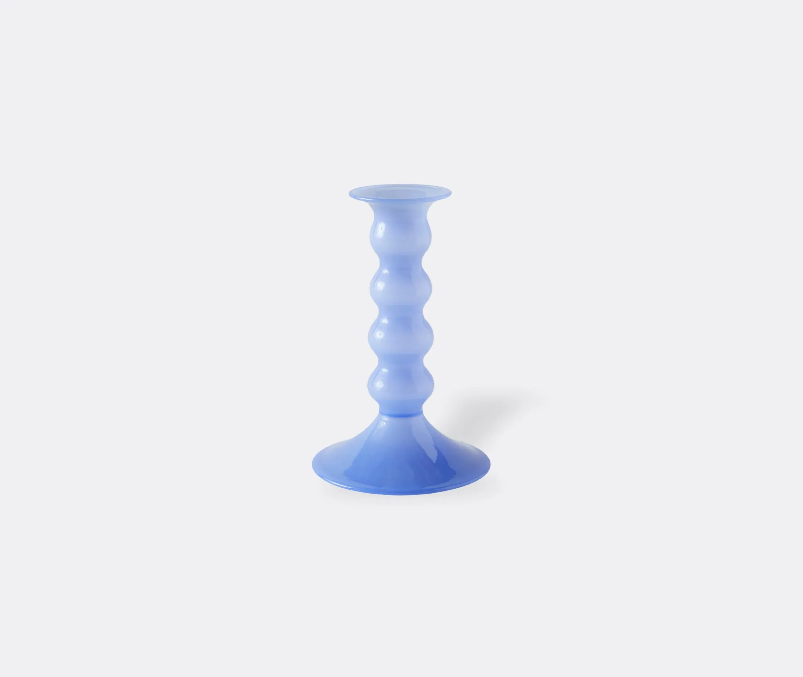 Medium Candleholder Wavy Design - Light Blue Glass image
