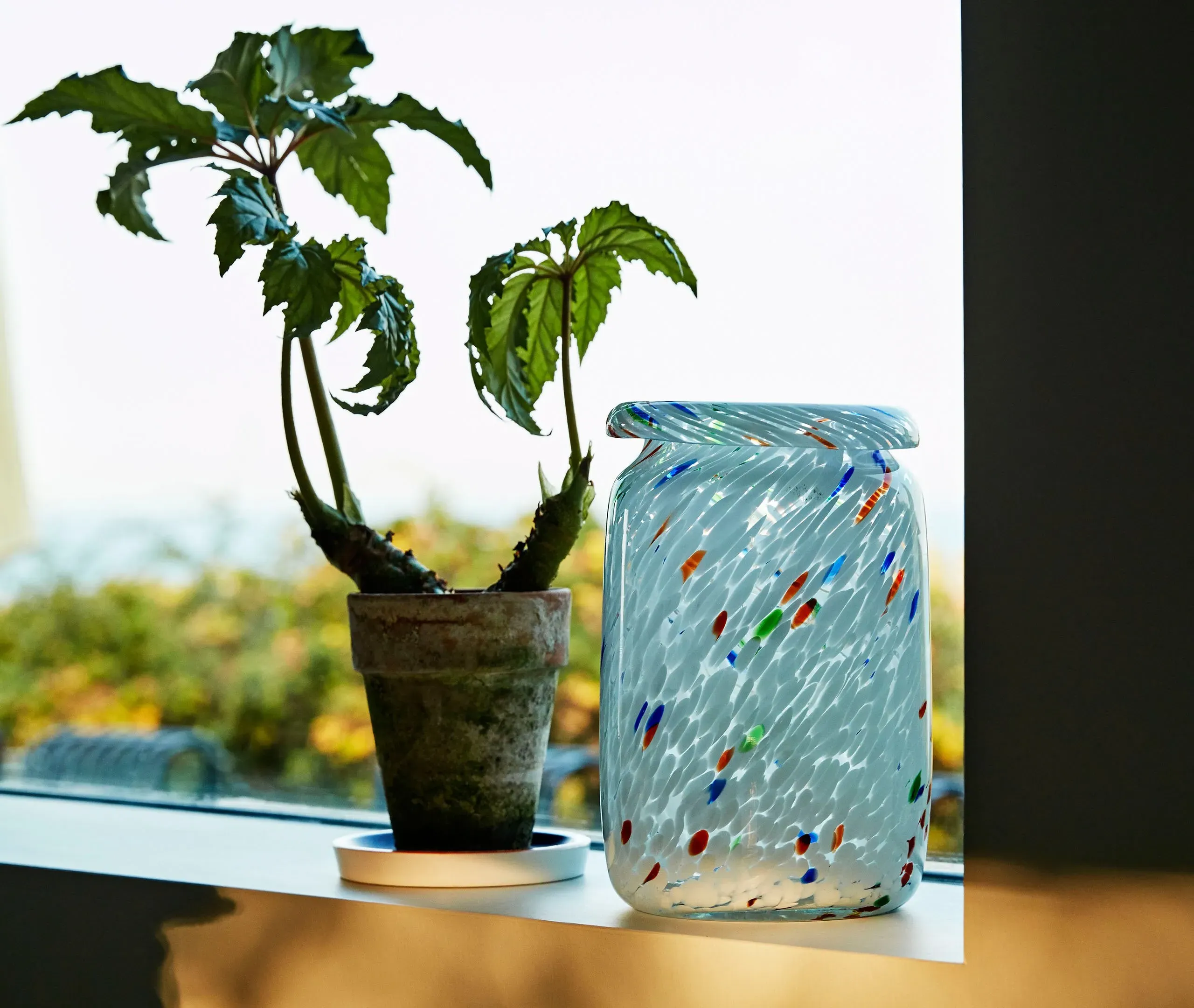 Medium Dotted Vase - White, Glass
