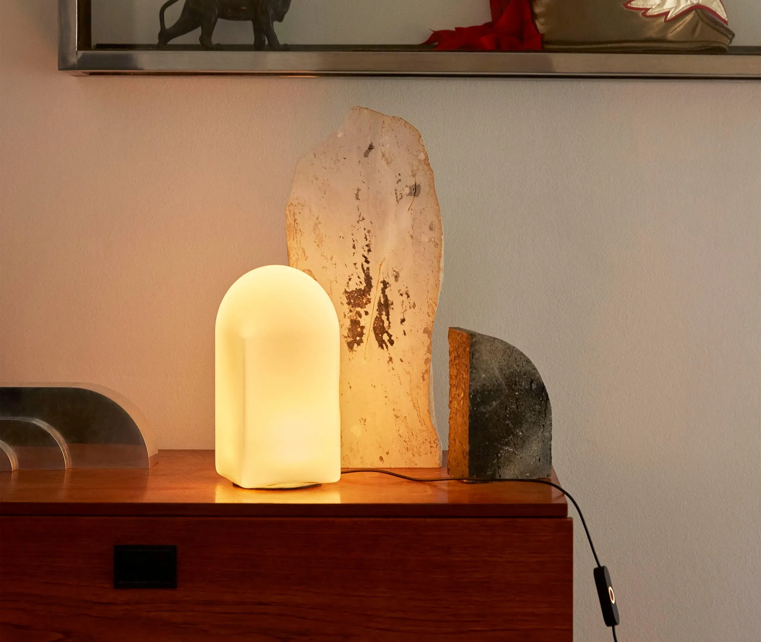Medium Table Lamp with EU Plug - White, Glass