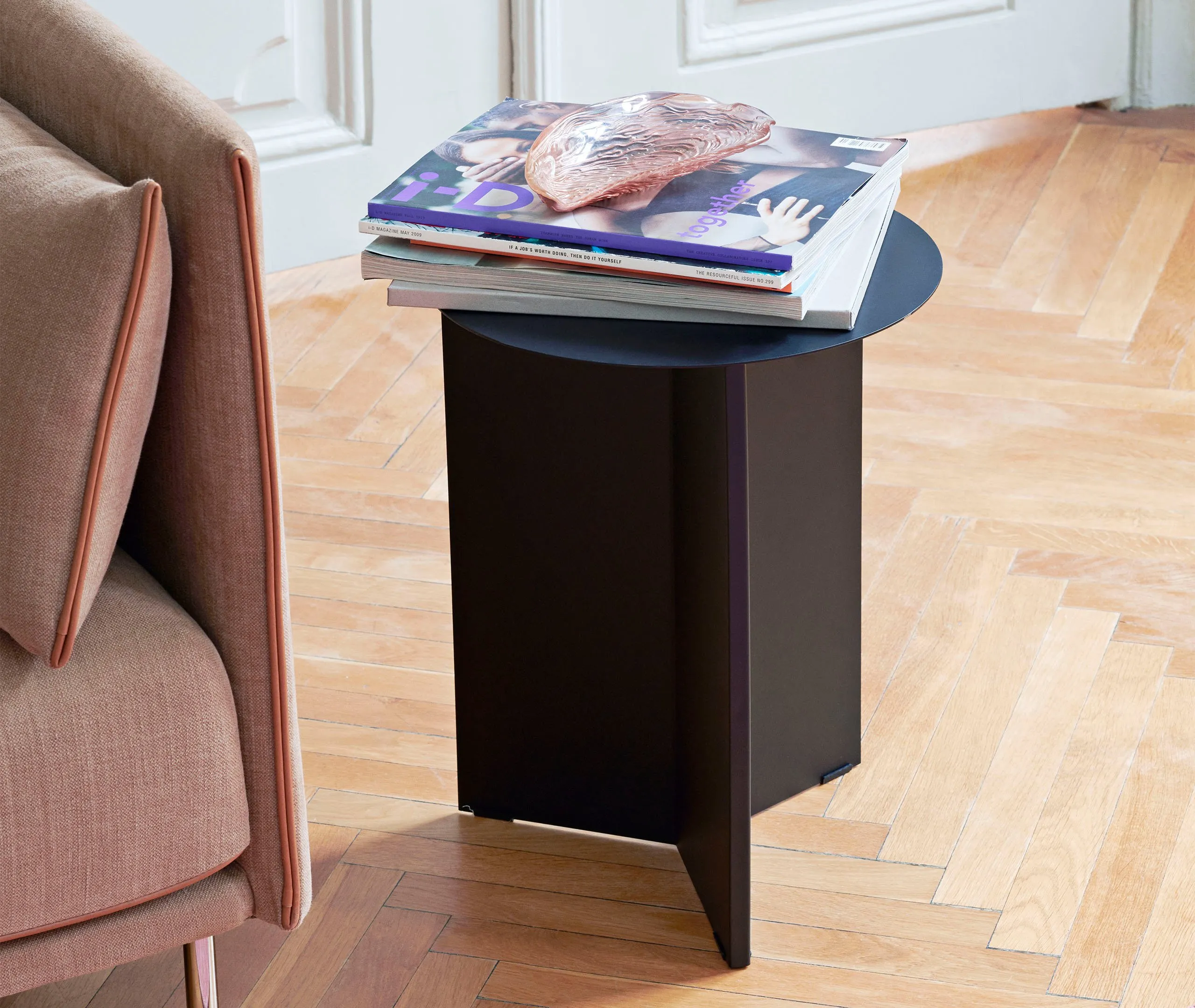 Round Side Table High - Black, Steel