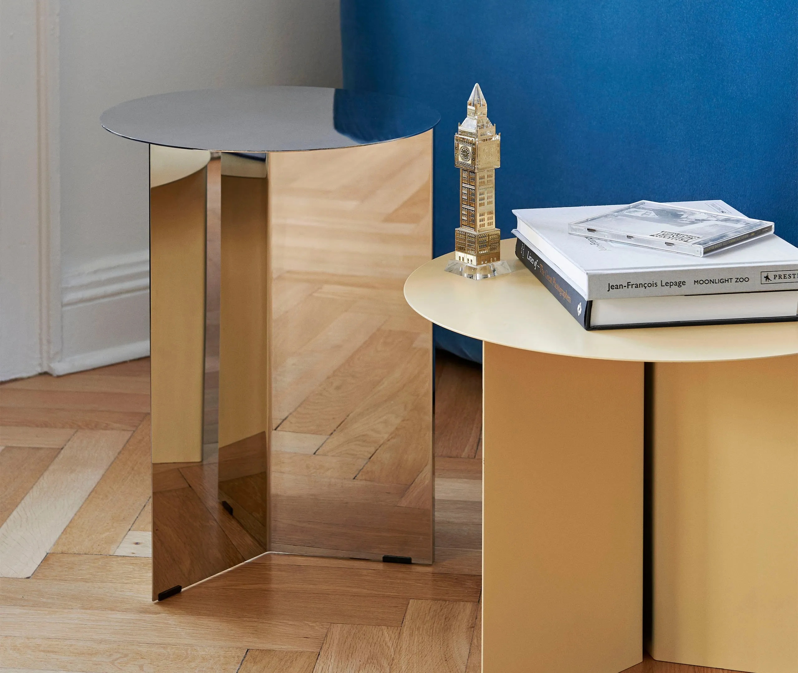 Round Side Table High - Mirror, Steel