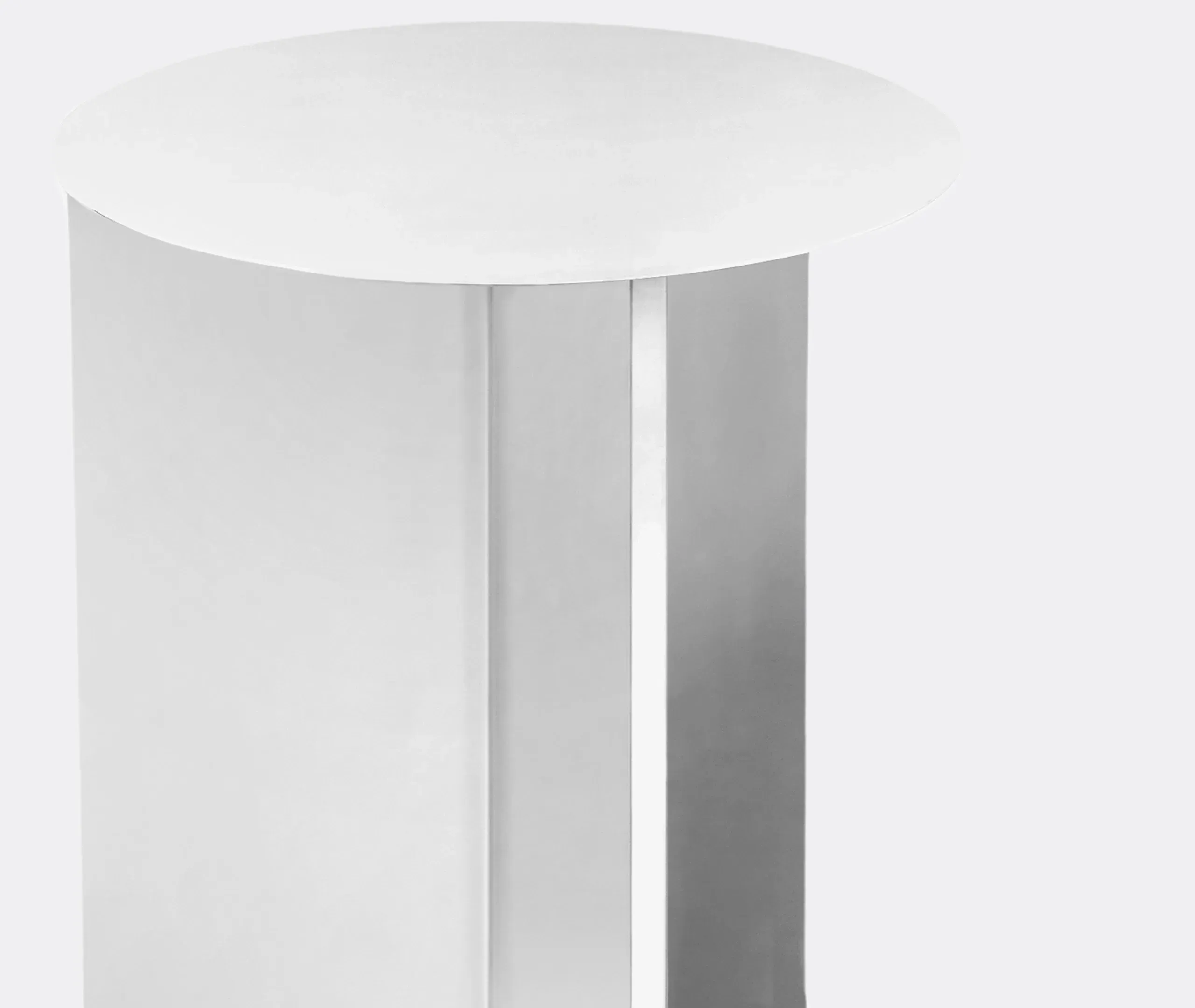 Round Side Table High - White, Steel