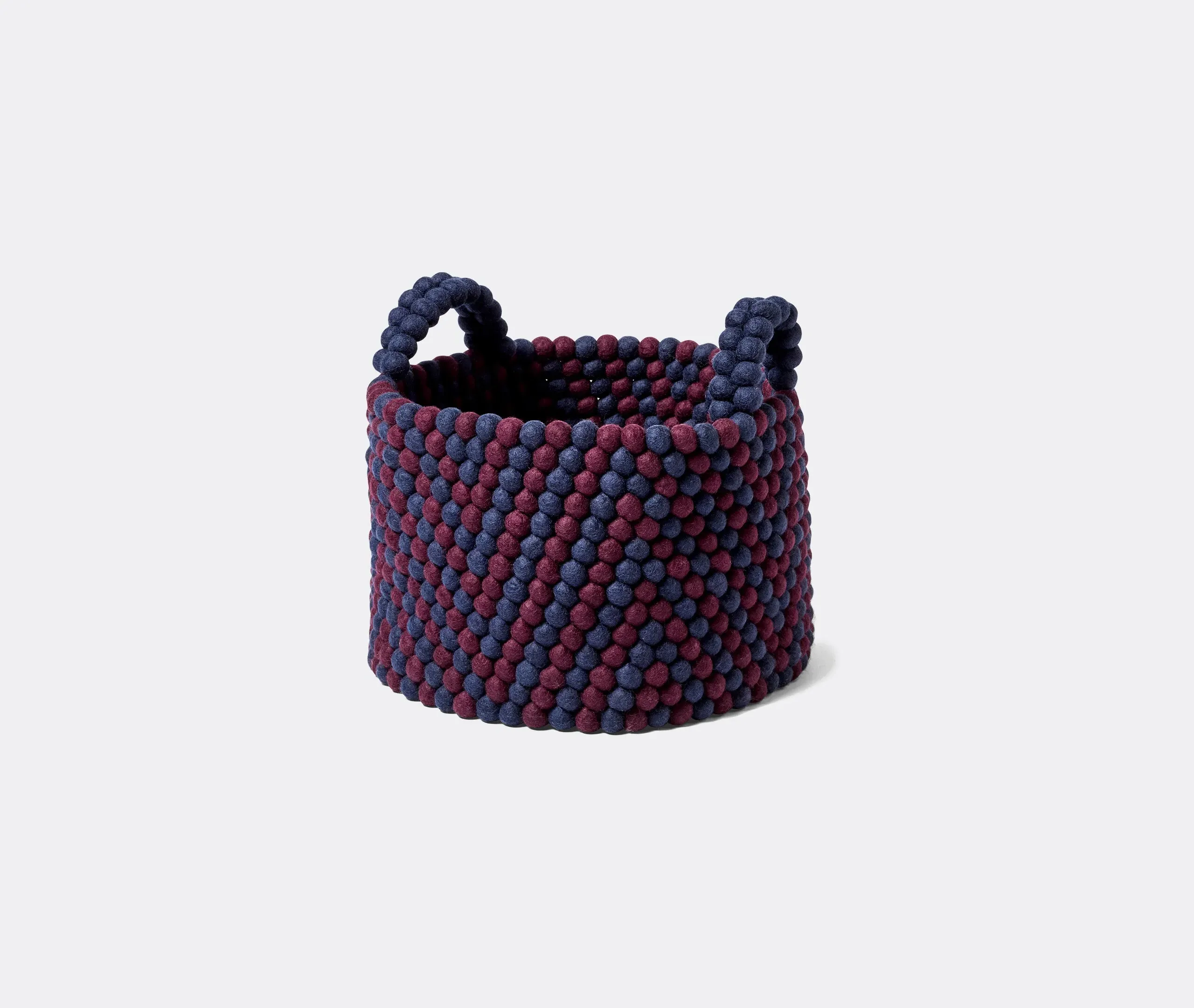 Round Storage Basket with Handles - Burgundy, Felt image