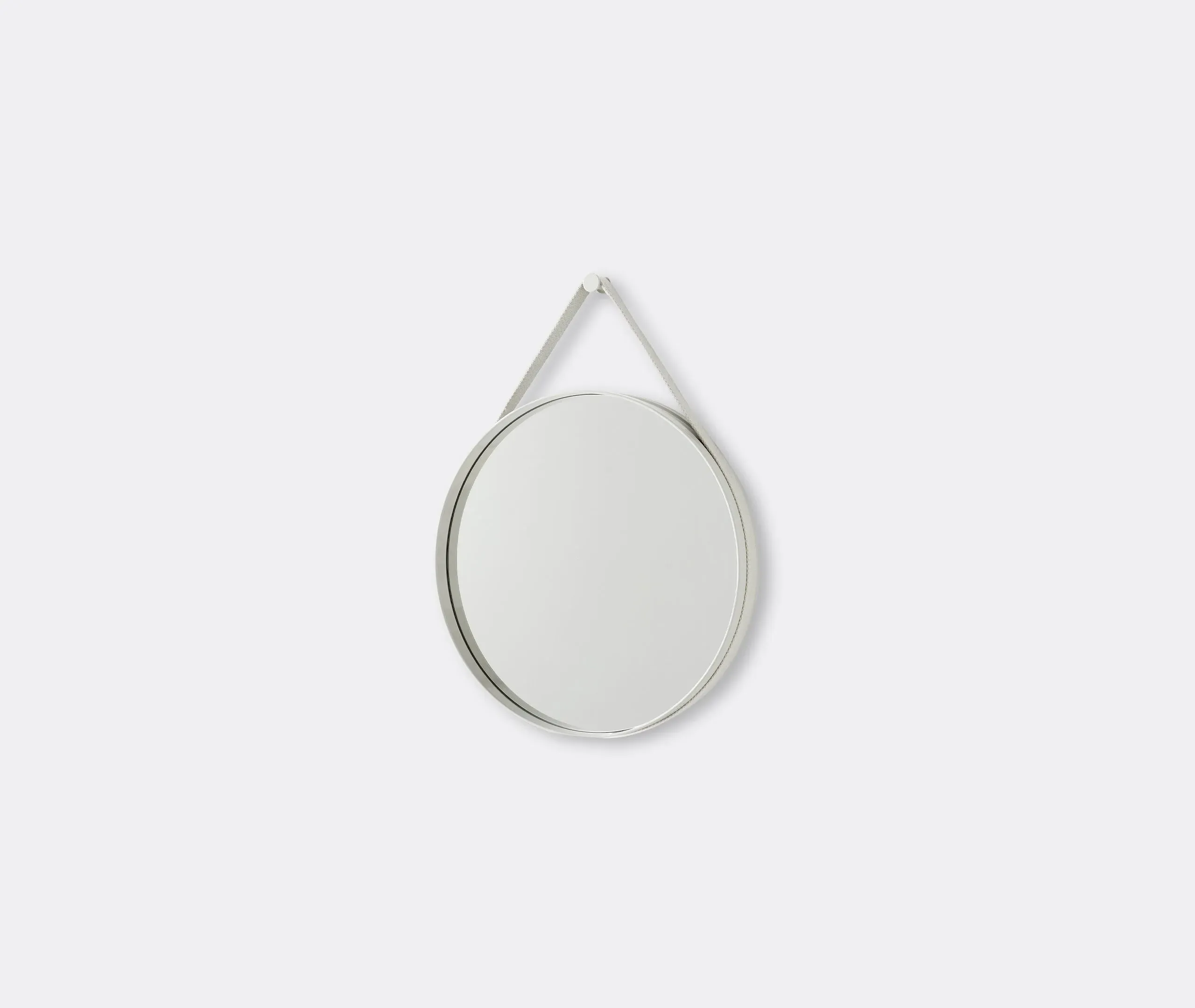 Round Wall Mirror with Strap - Light Grey