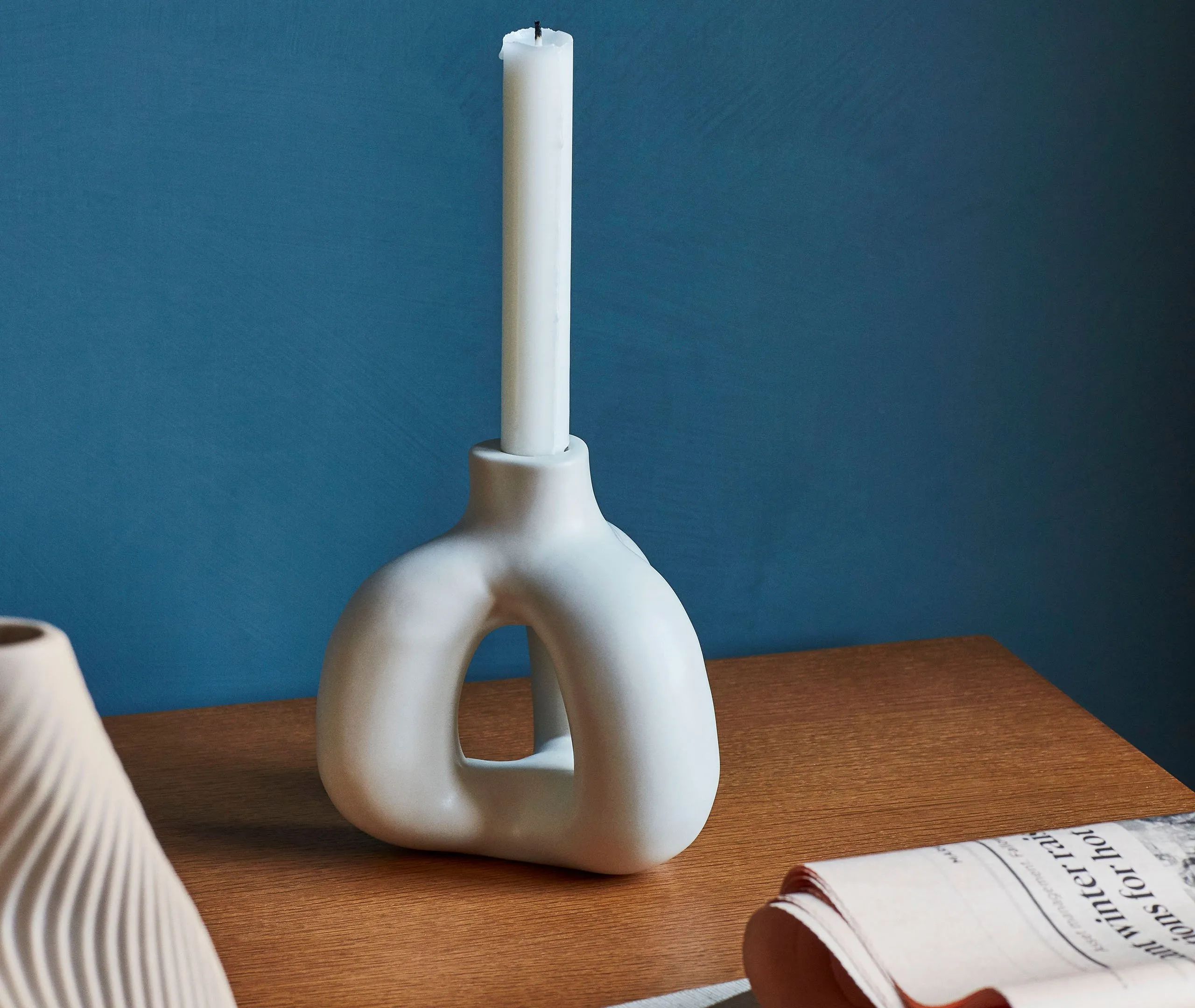 Sculptural Candleholder - Ivory, Stoneware