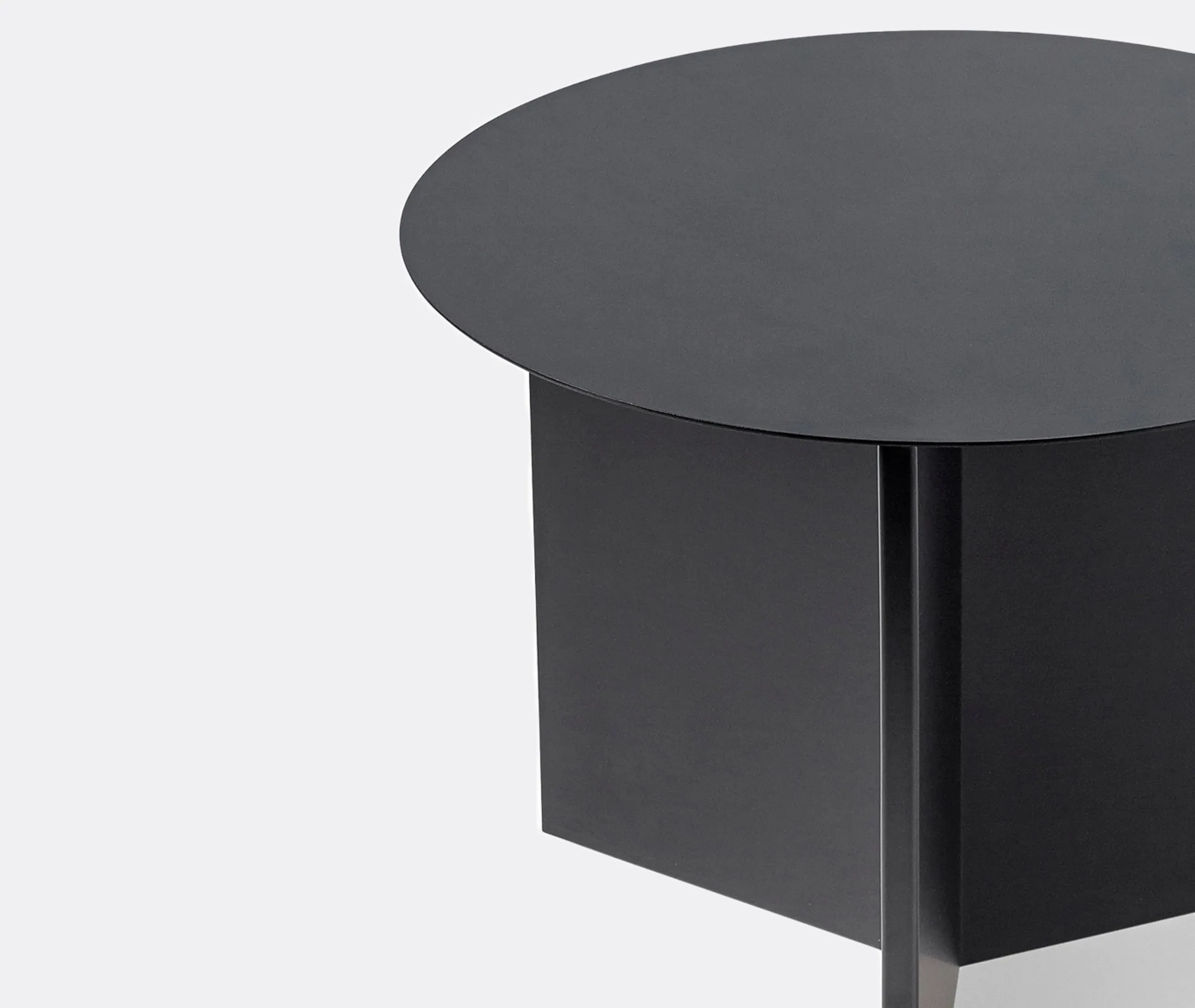 Slit Small Round Side Table - Black, Steel