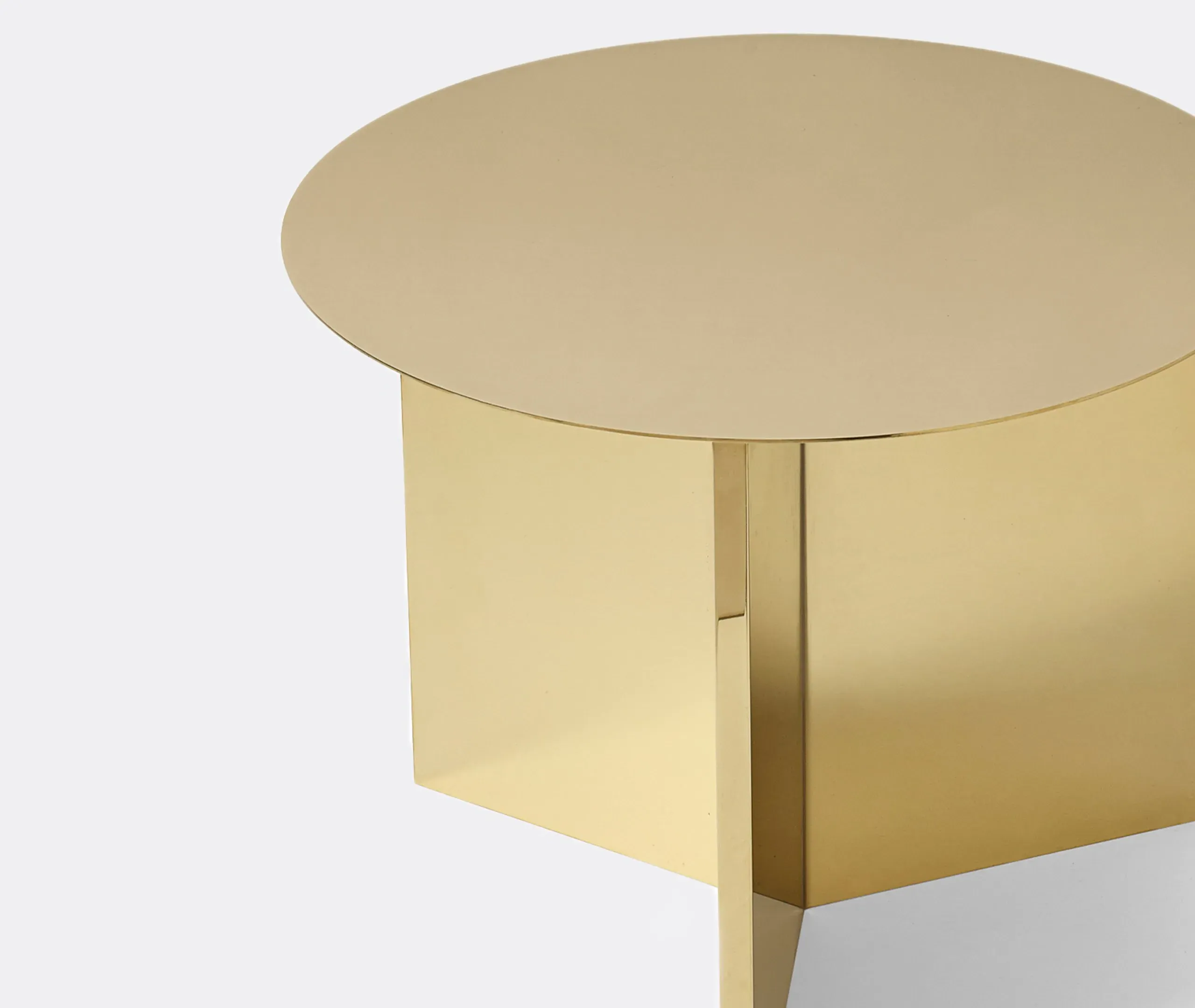 Slit Small Round Side Table - Brass, Steel
