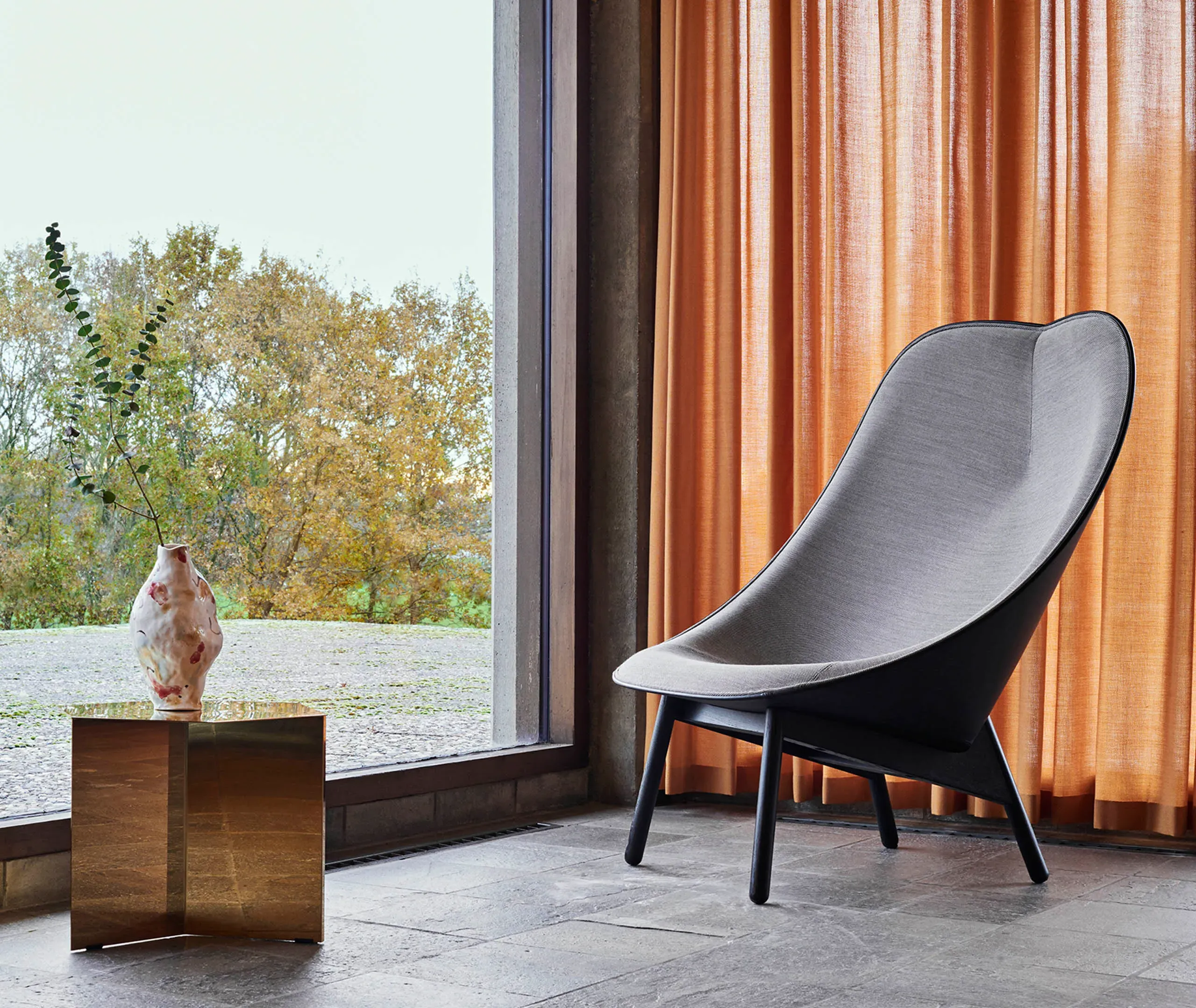 Slit Small Round Side Table - Brass, Steel