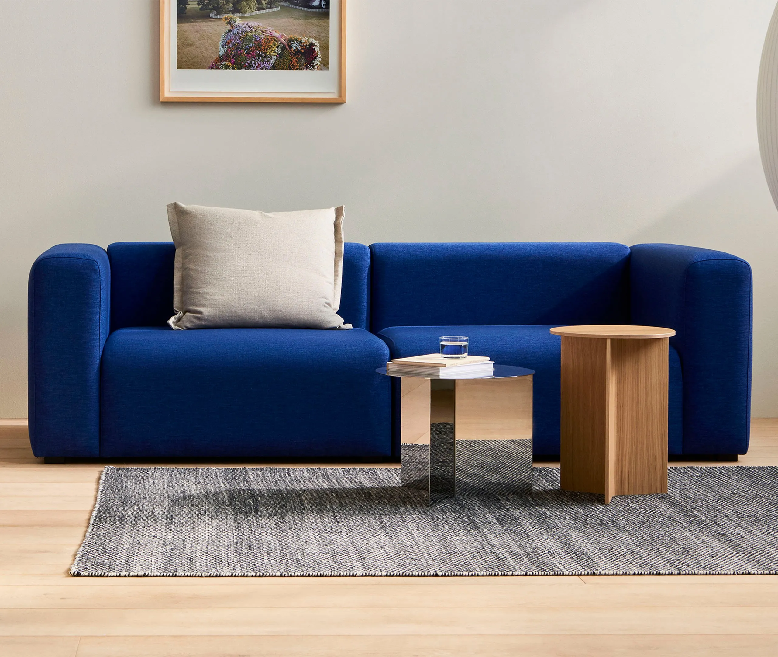 Slit Small Round Side Table - Mirror Silver, Steel