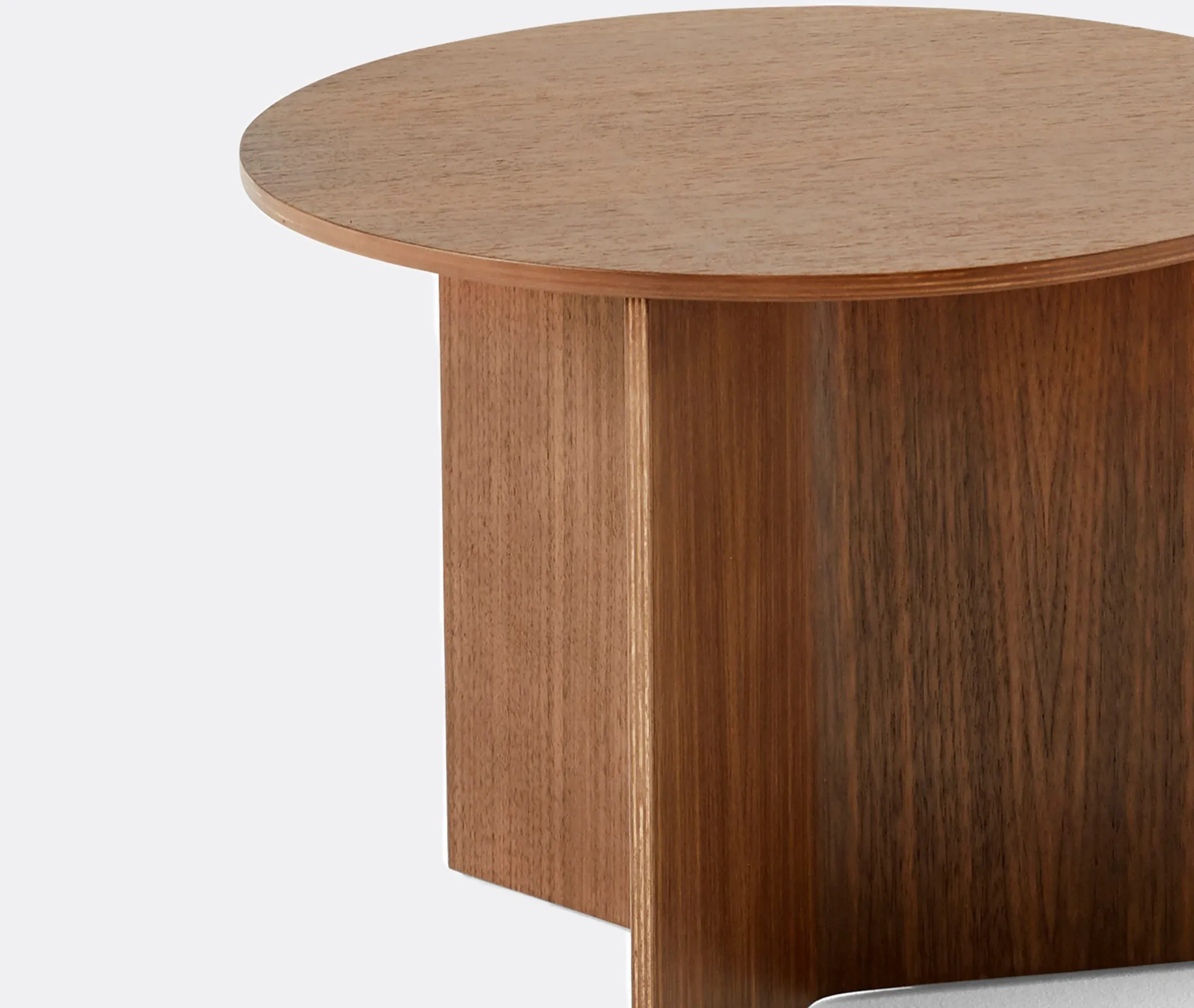 Slit Small Round Side Table - Walnut