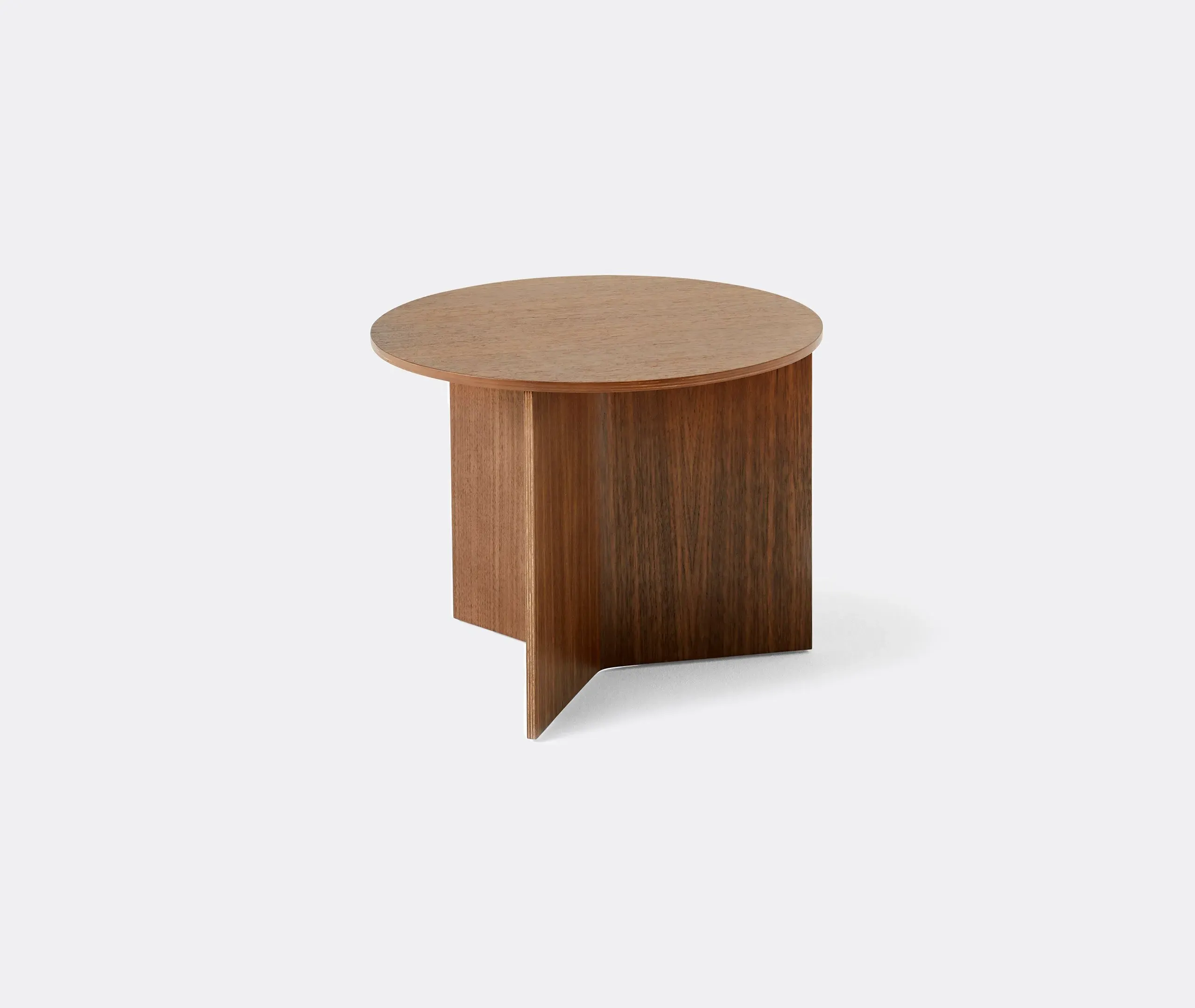 Slit Small Round Side Table - Walnut