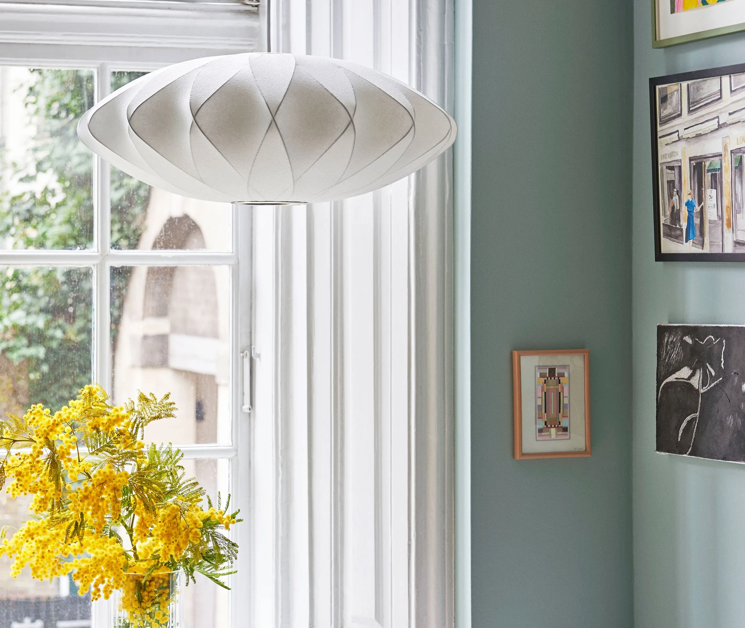 Small Ball Crisscross Pendant Light - White
