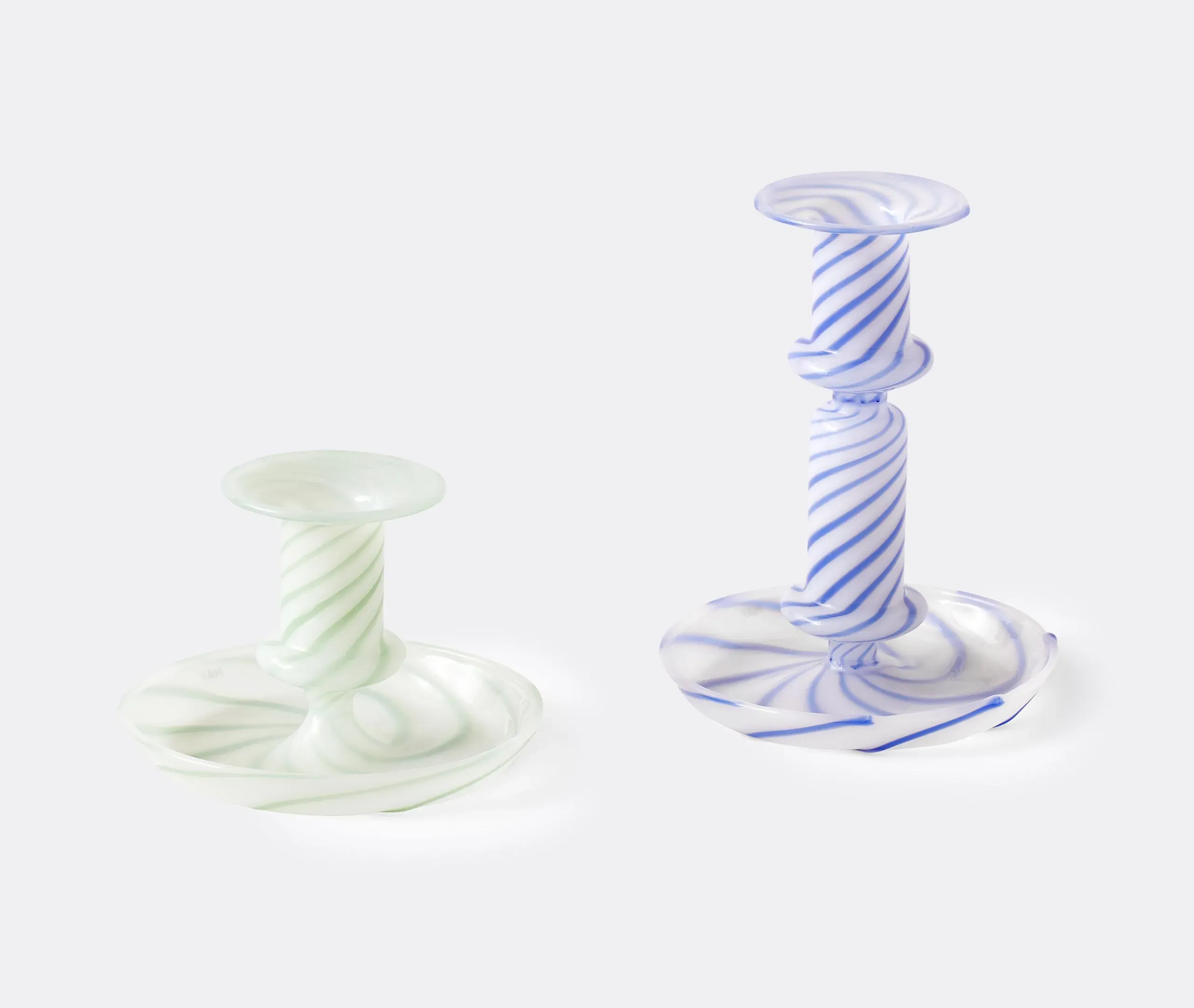 Small Stripe Candleholder - Blue, Glass