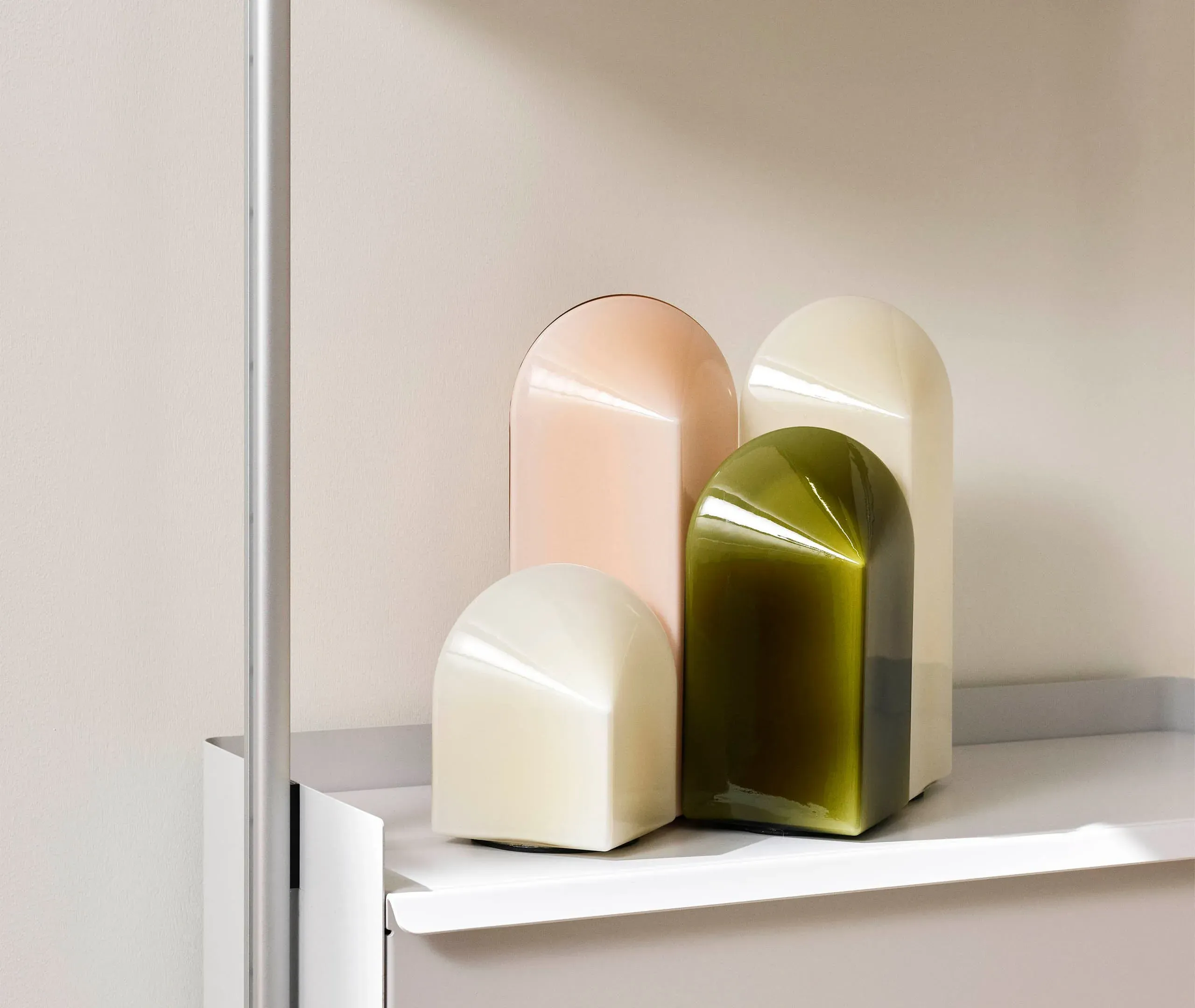 Small Table Lamp with EU Plug - White, Glass