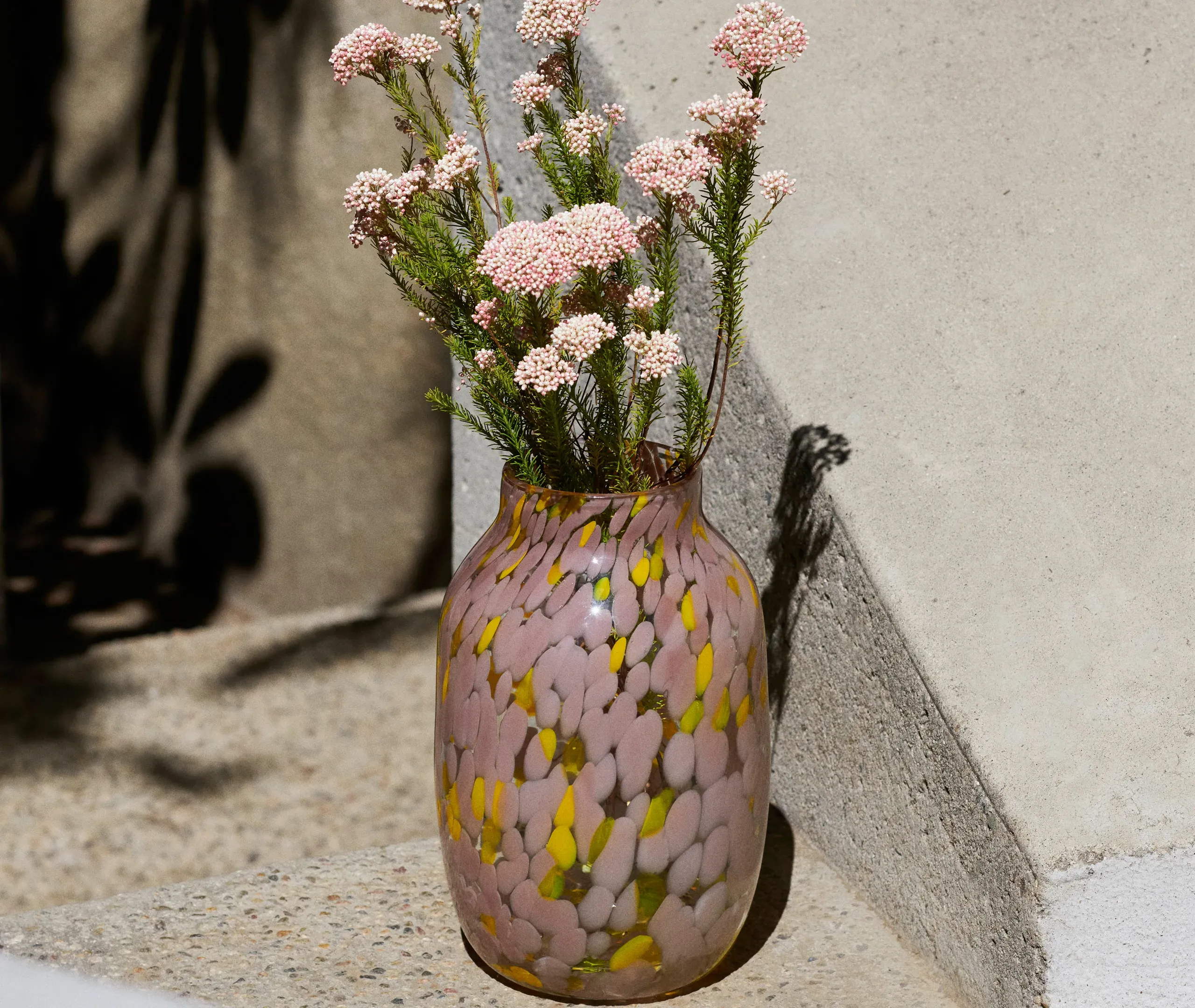 Splash Large Round Vase - Pink And Yellow