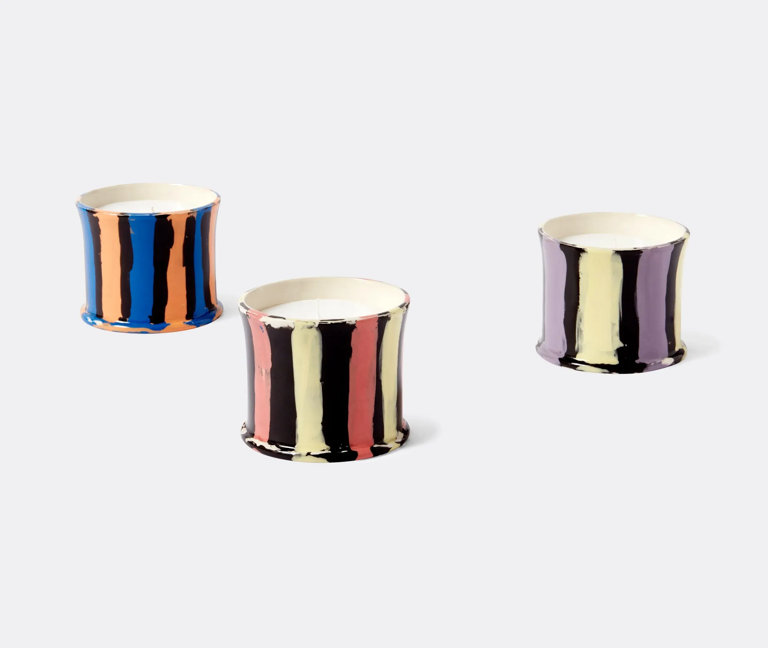 Stripe Scented Candle - Orange Flower, Stoneware