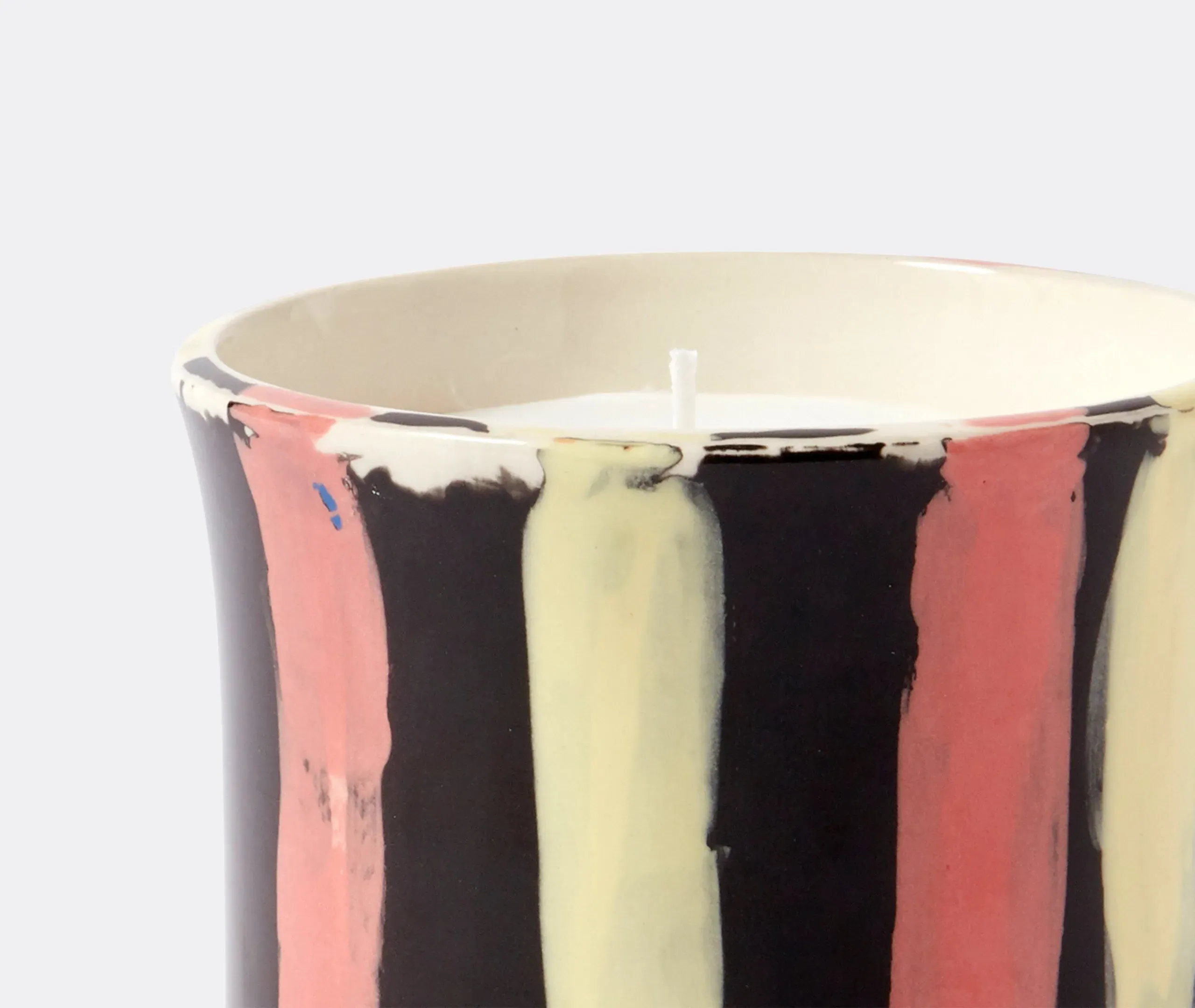 Stripe Scented Candle - Orange, Stoneware