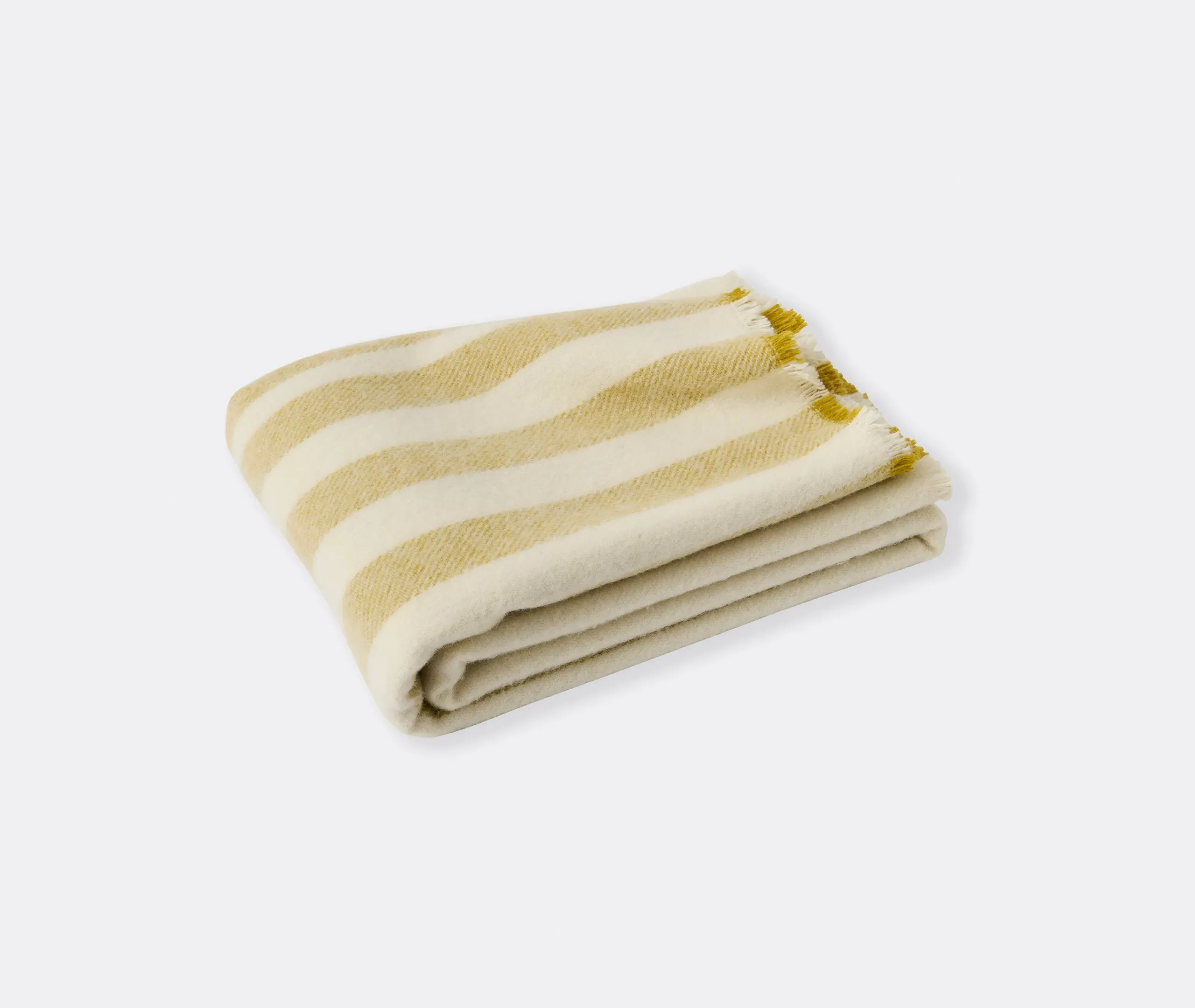 Striped Throw Blanket with Fringe - Cream, Wool image