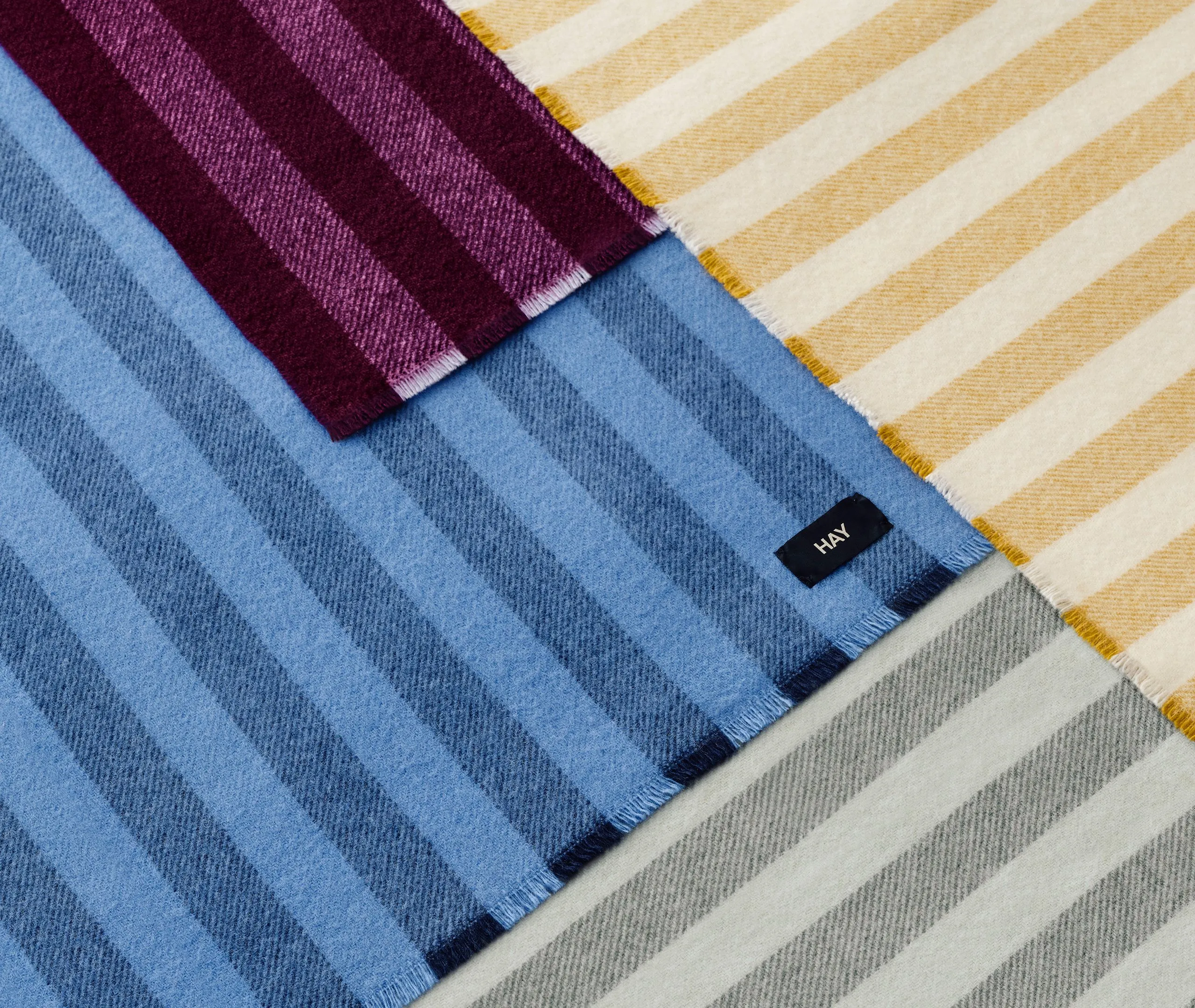 Striped Throw Blanket with Fringe - Mint, Wool