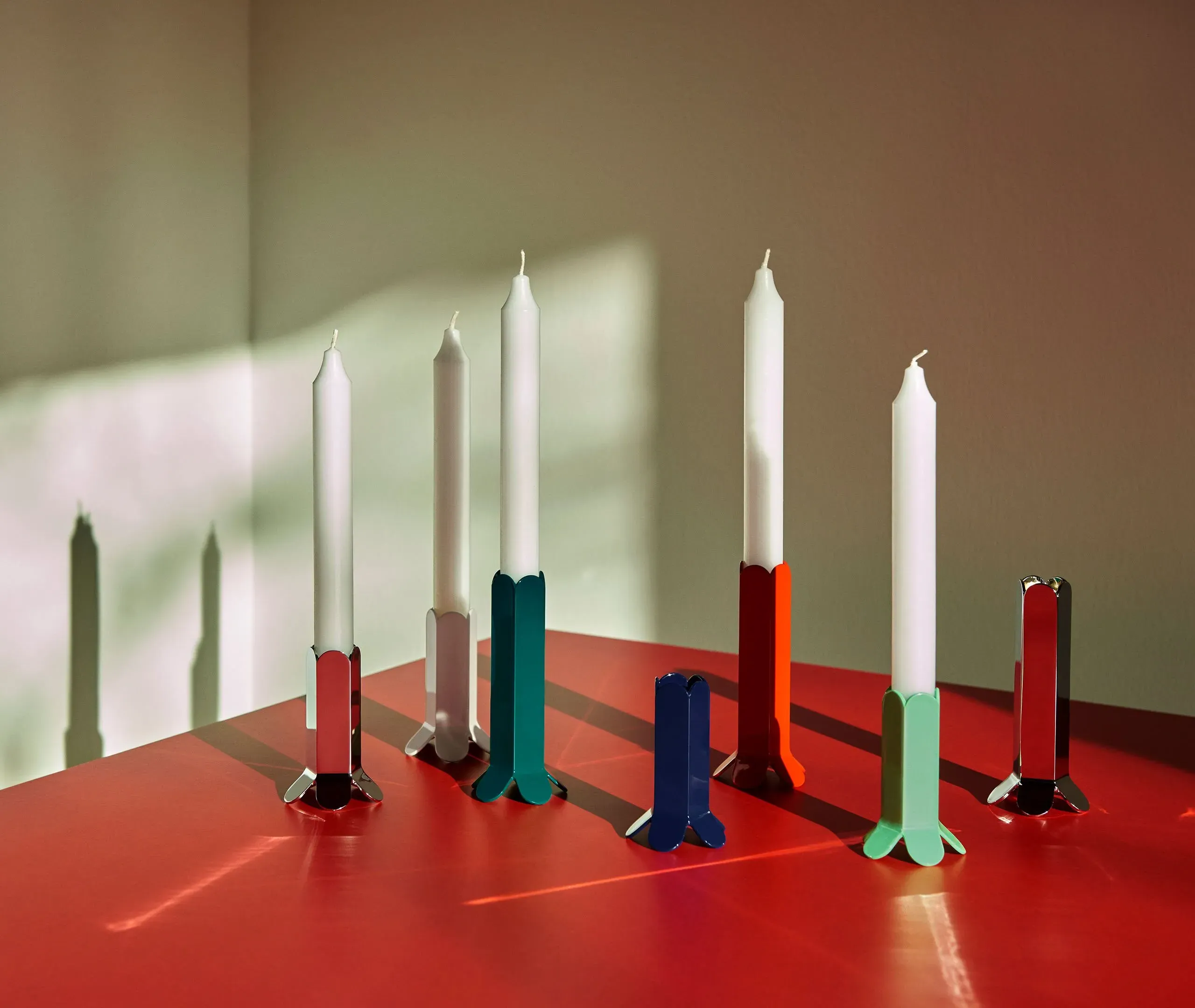 Tall Candleholder with Arcs - Mirror, Zinc Alloy