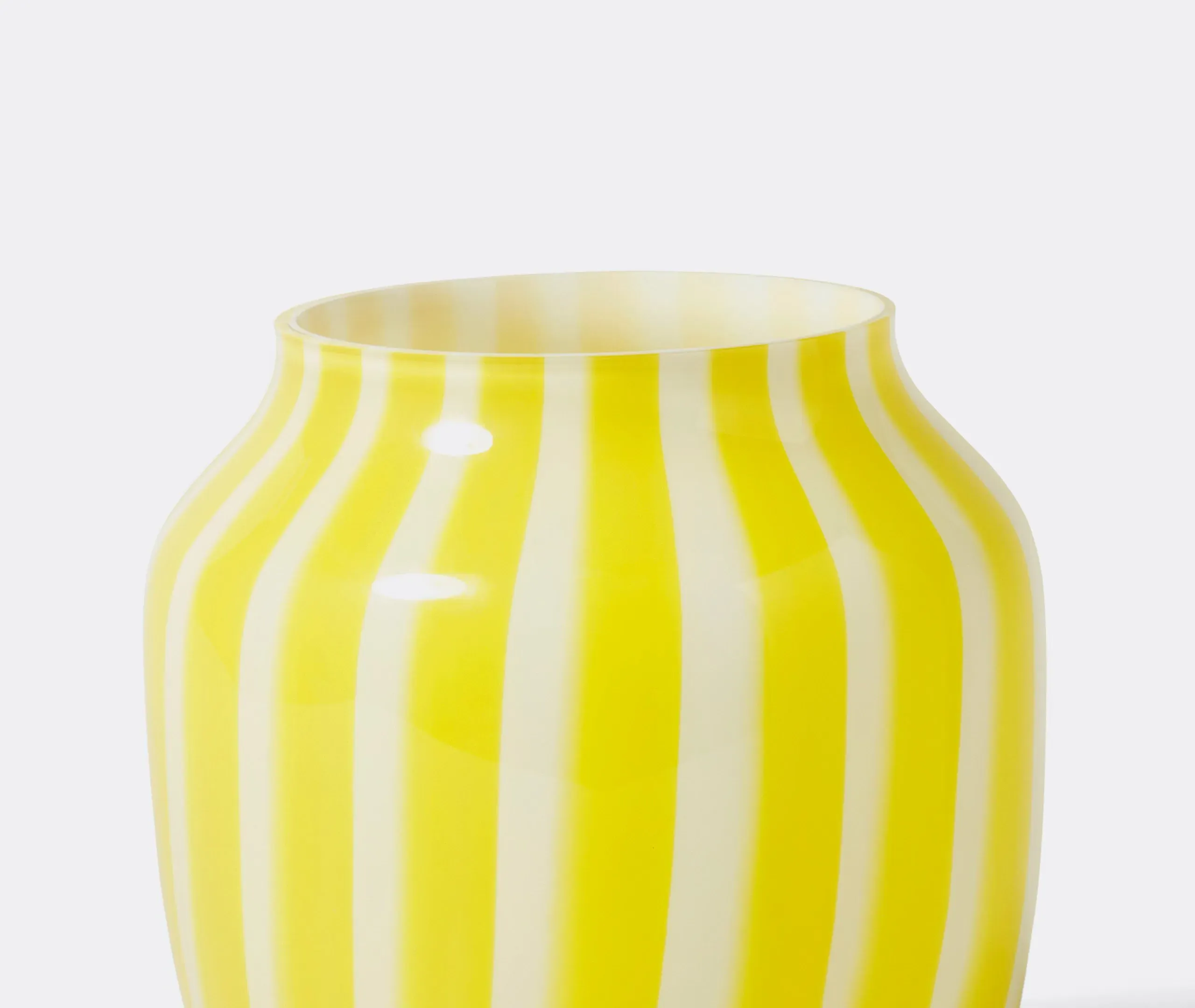 Wide Vase with Stripes - Yellow, Glass