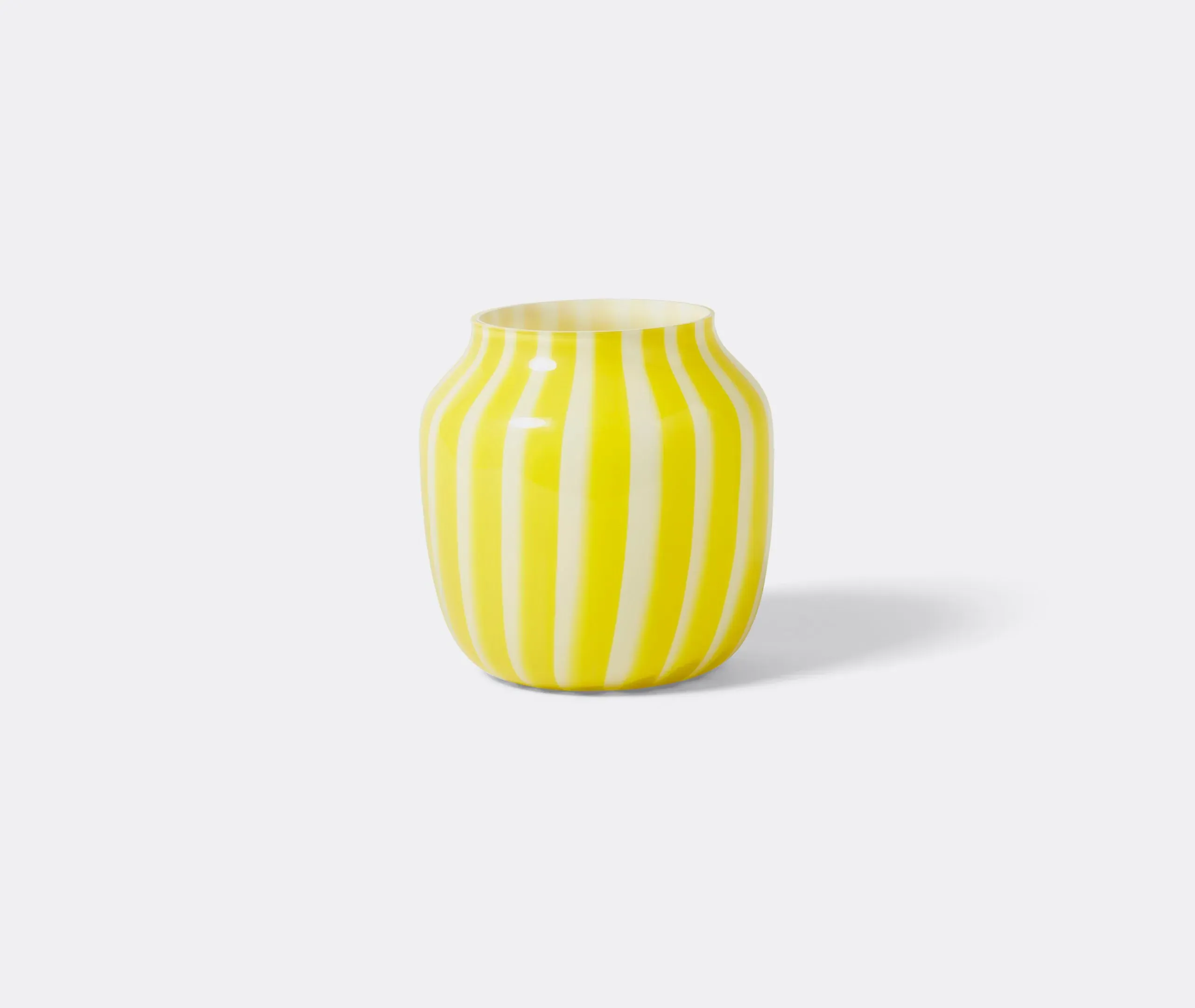 Wide Vase with Stripes - Yellow, Glass