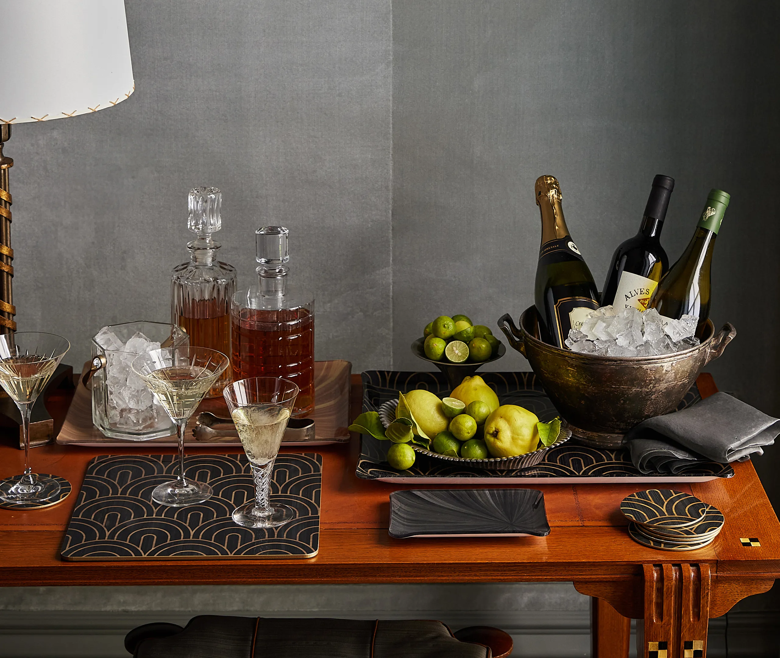 Deco Round Coaster Set of Four - Noir