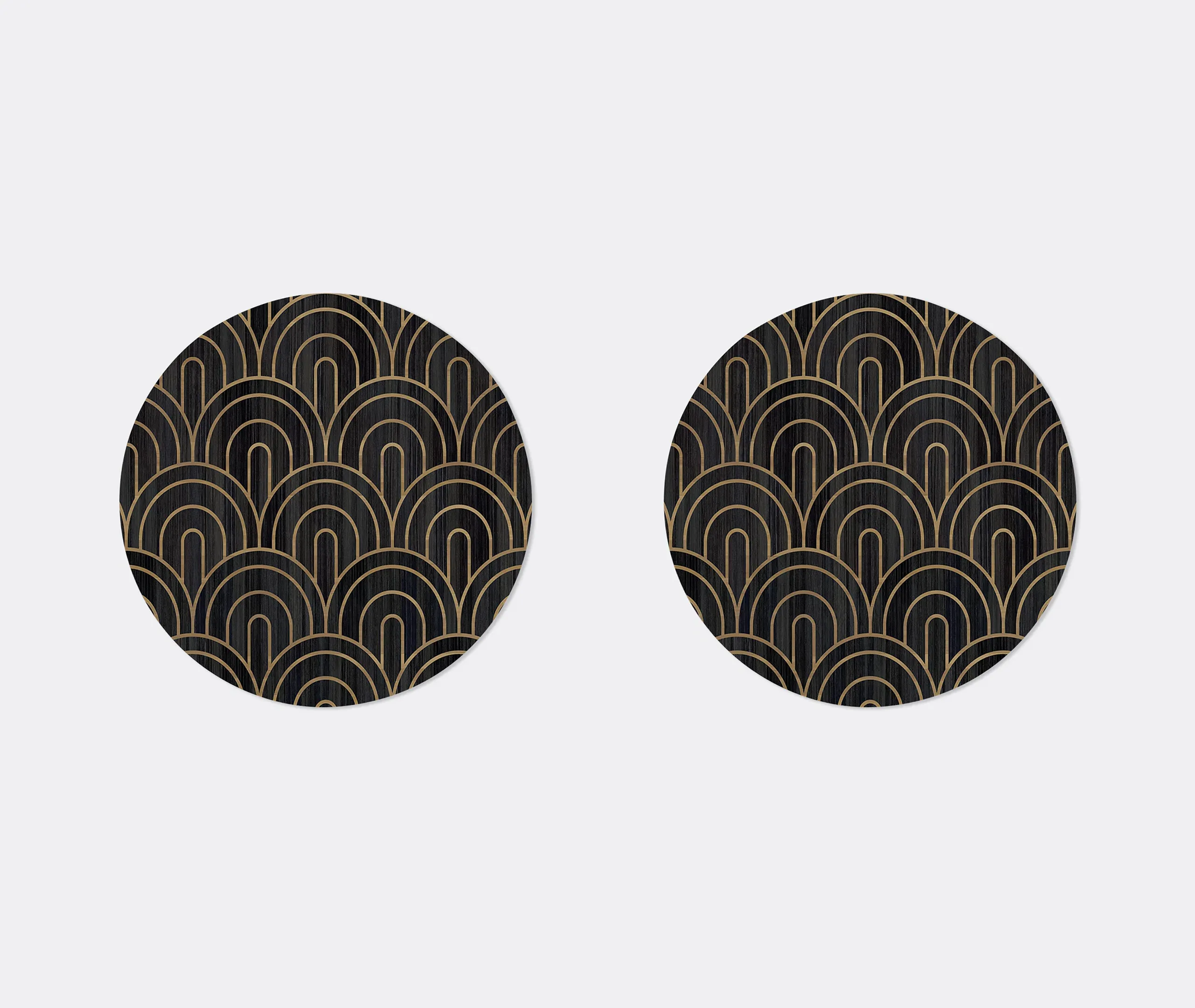 Deco Round Tablemat Set of Two - Noir, Gold Accents