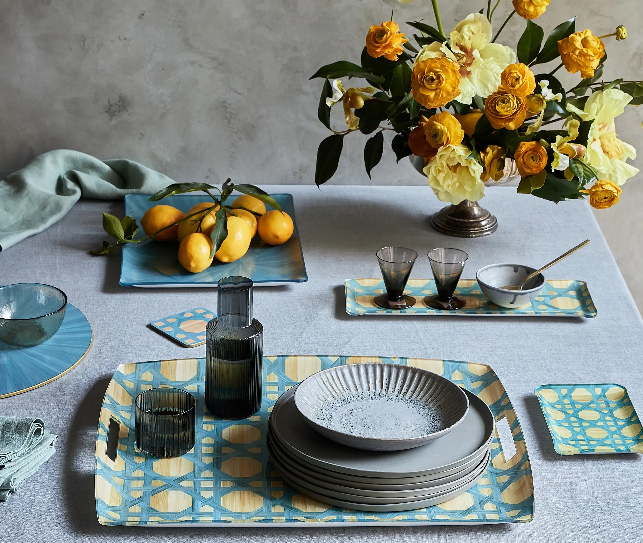 Epoch Serving Tray - Ocean Blue, Eucalyptus Wood