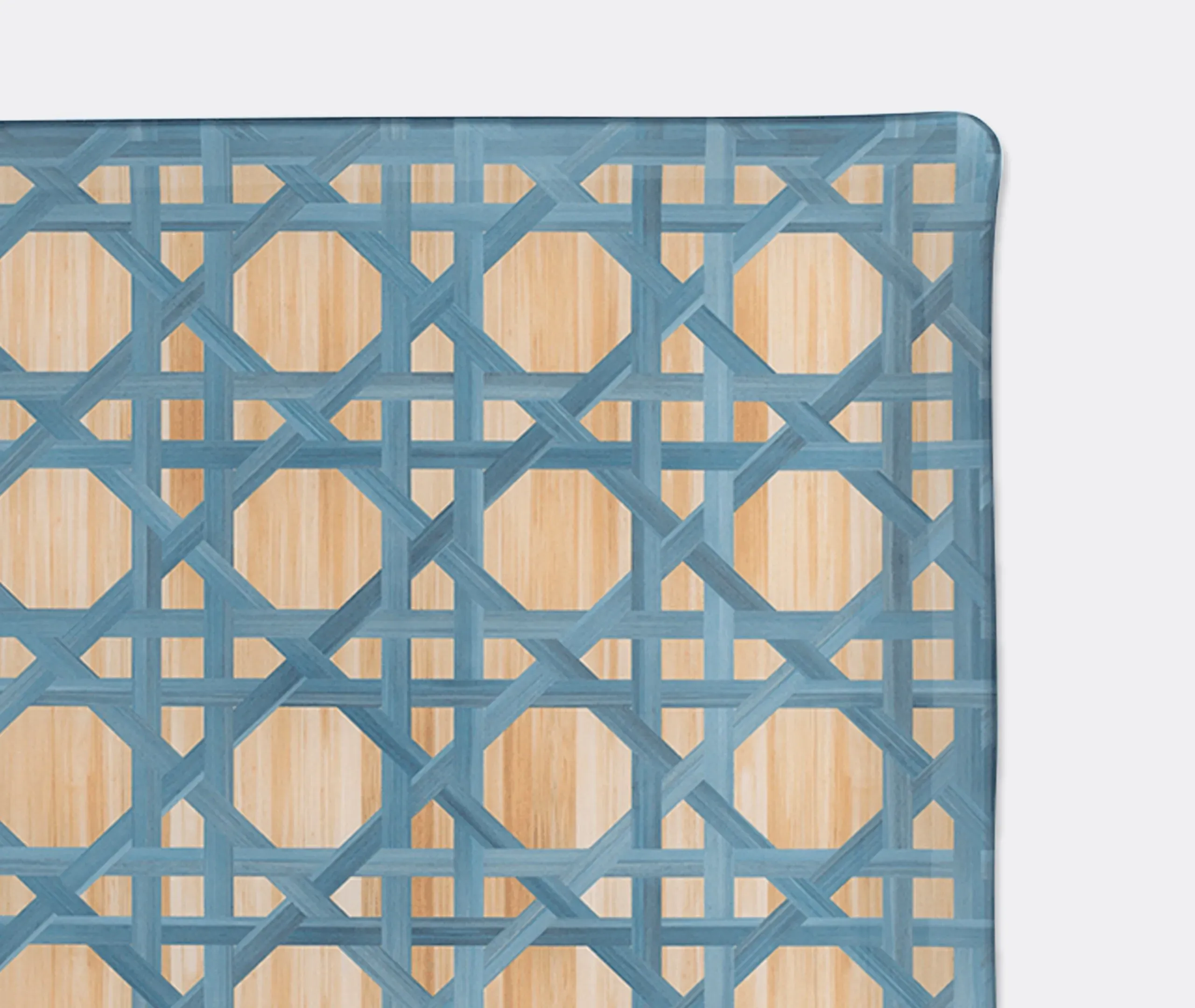 Rectangular Serving Tray with Marquetry - Blue