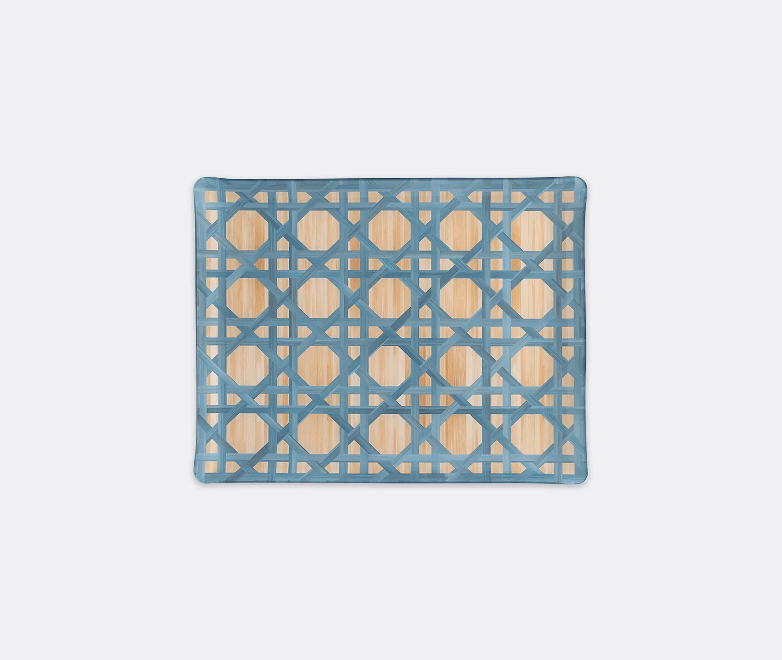 Rectangular Serving Tray with Marquetry - Blue