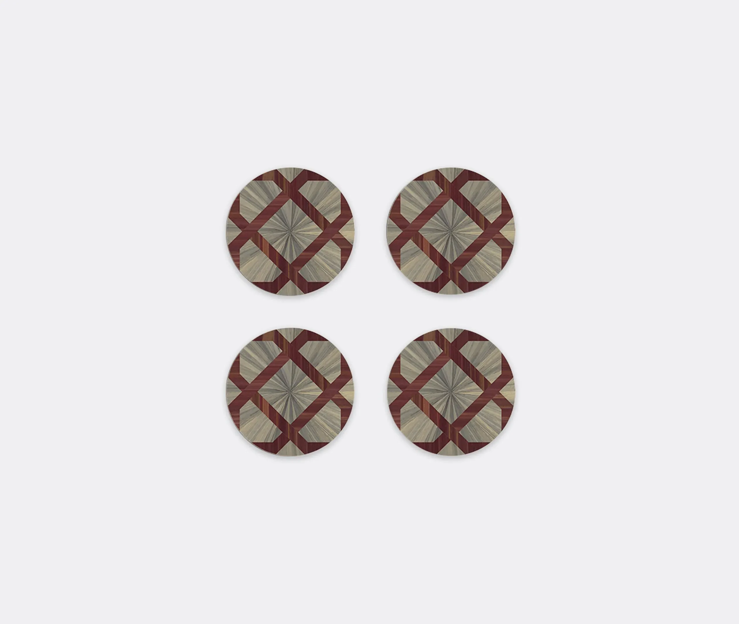 Round Coaster Set with Moorish Design - Prune, Wood